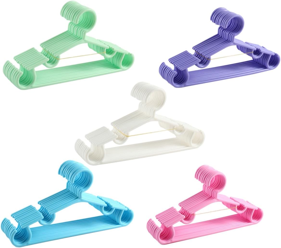 50pcs Plastic Clothes Hangers for Nursery and Bedroom Colorful Coat Hangers for Small Closet Sturdy Non-deforming Organizers for Boys and Wardrobe