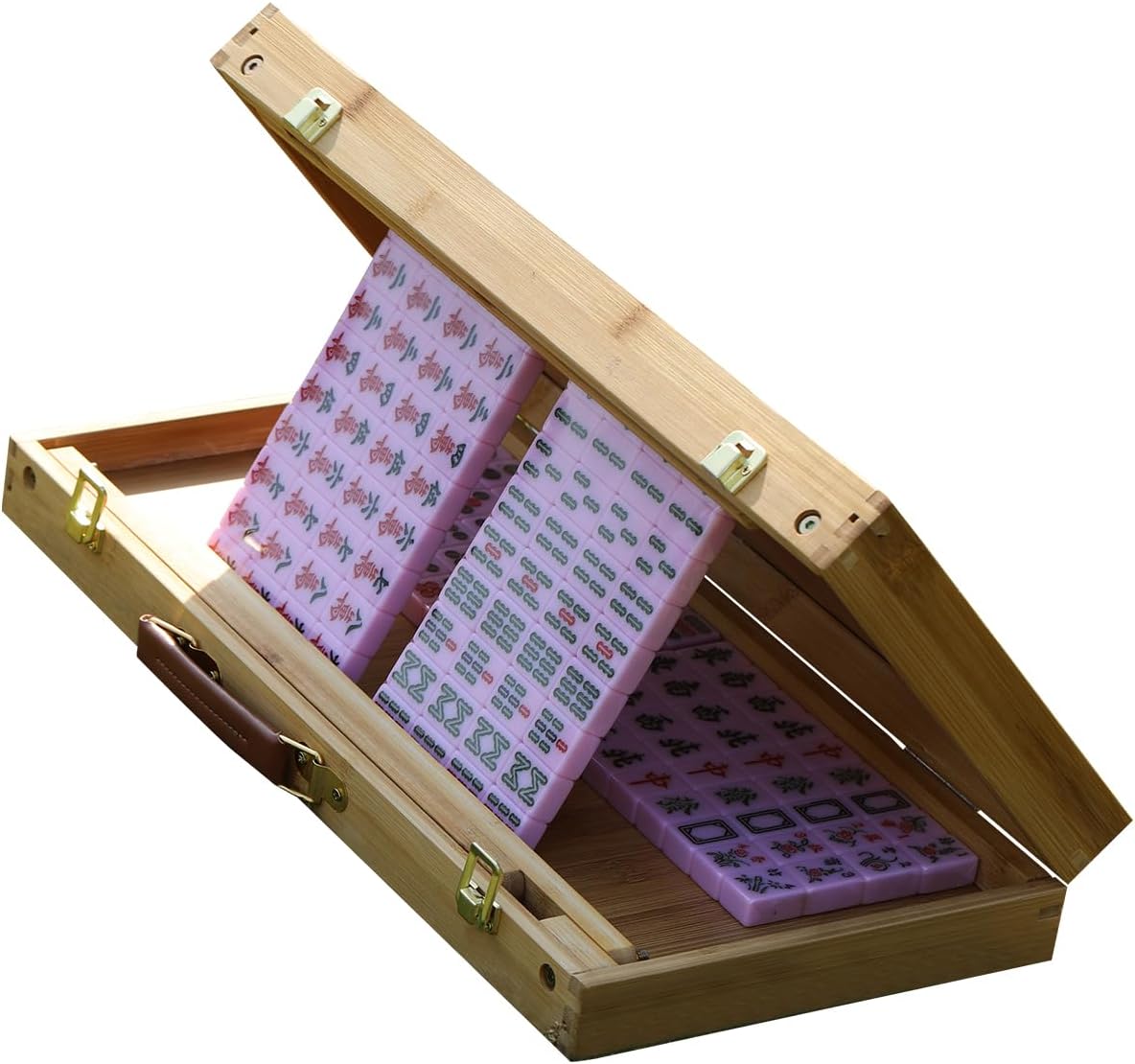 VPH Chinese Mahjong Set 144 Sheets Aqua Pink Includes Folding Table Camping Essentials