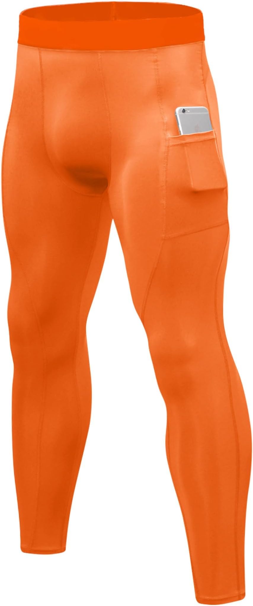 Men's Compression Leggings Running Tights Gym Pants with Pockets Cool Dry Workout Base Layer Trousers for Sports Gym Yoga Football Cycling