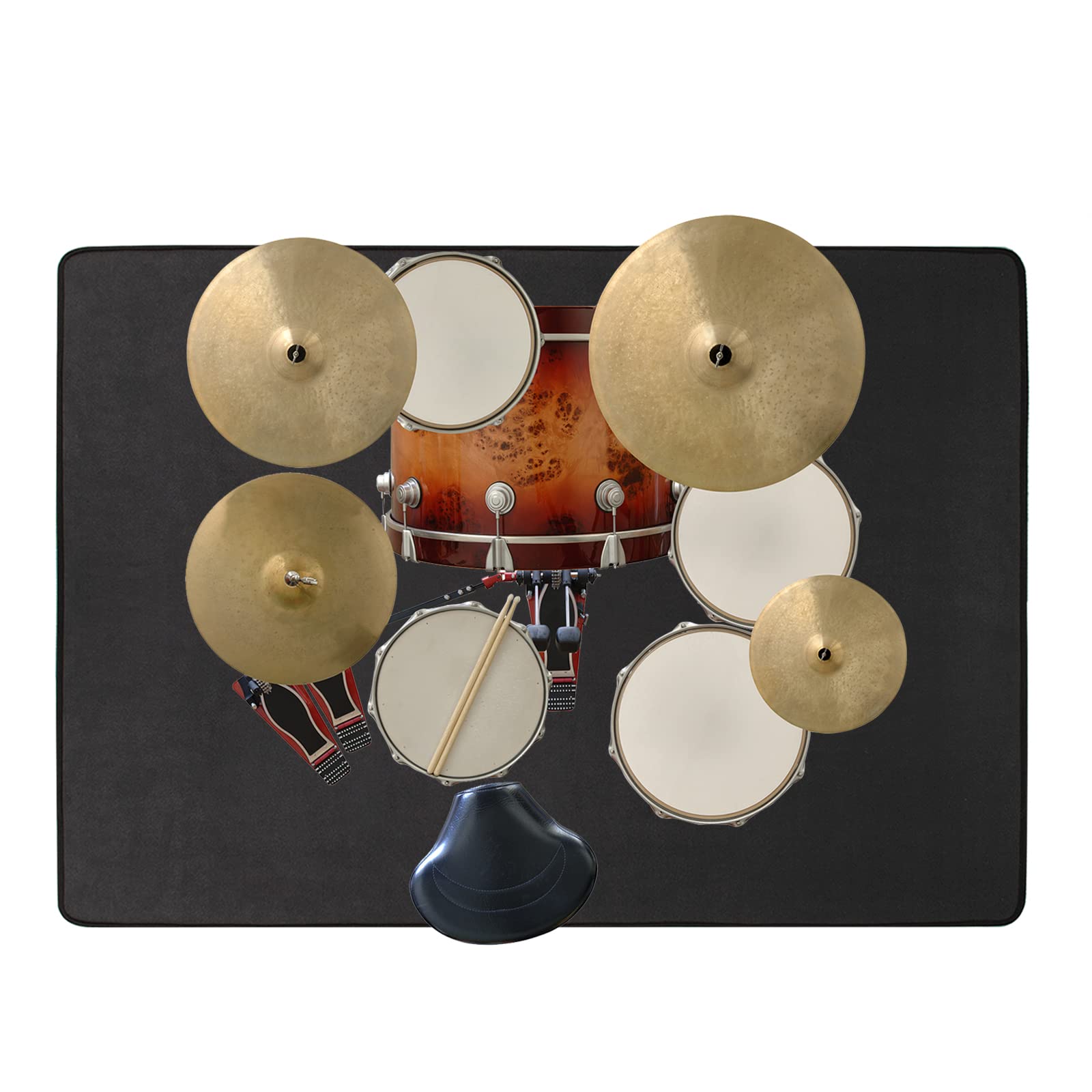 IBVIVIC Tapis pour Batterie Antidérapant, Tapis De Tambour Insonorisé, Tapis Professionnel de Jazz, pour Grosse Caisse Claire et Autres Instruments de Musique 120×160CM (Noir)