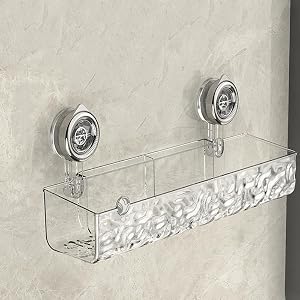 YLBUH Raidley No Drill Clear Wall Caddy No-Drill Clear Wall Caddy Suction Cup Removable Storage Suction Caddy For