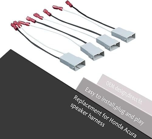 Miniatura 7 de Paquete de 4 arneses de altavoz de repuesto para modelos Honda Accord Civic CRV Acura CL TL RL Integra - Adaptador de arnés de cableado de altavoz