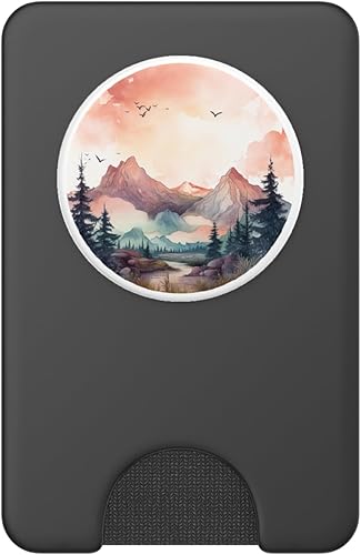 Miniatura 8 de Acuarela Montaña Paisaje Naturaleza Senderismo Alpinista PopSockets Estándar PopGrip