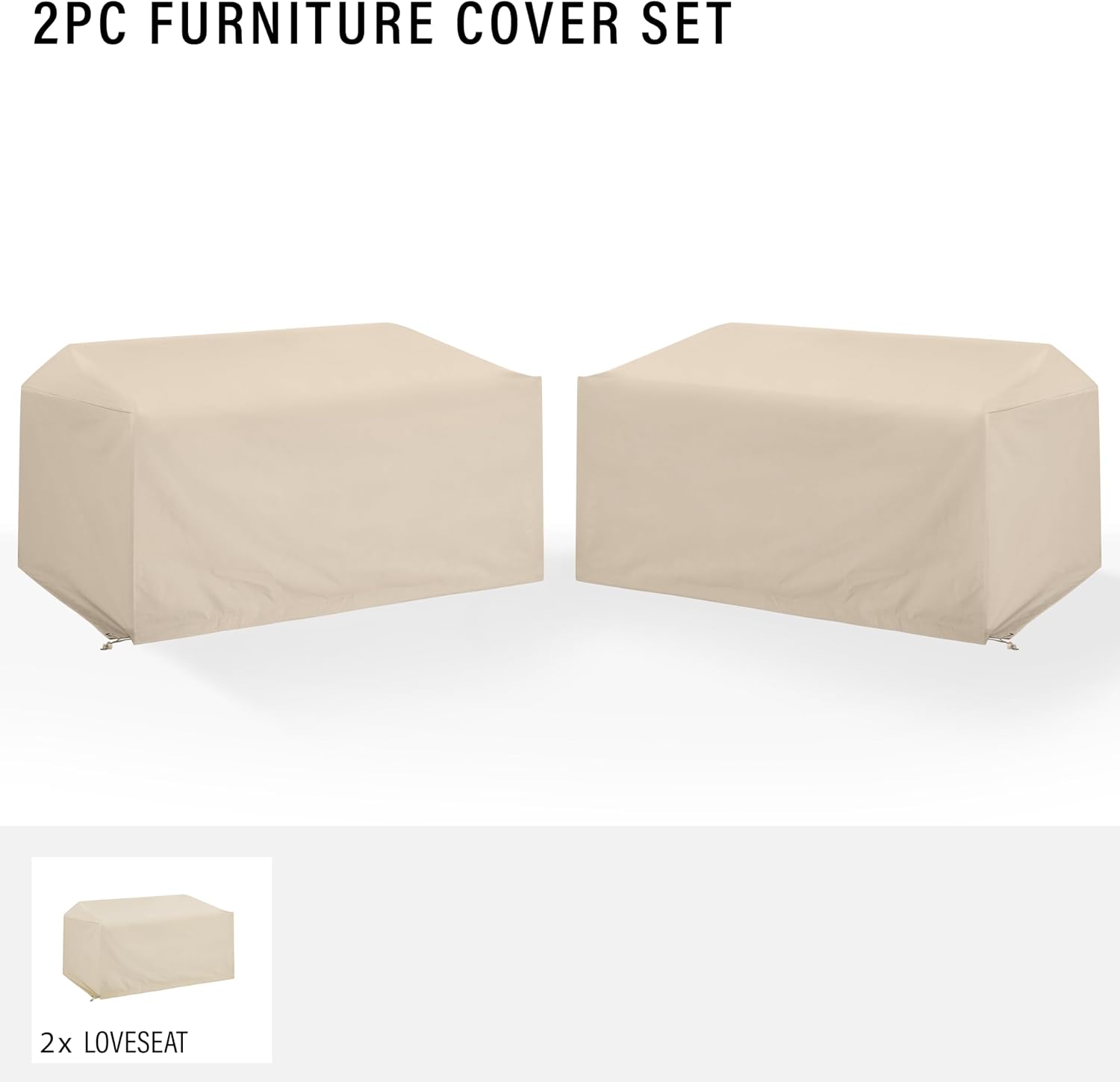 Crosley Furniture Patio Furniture Covers, Waterproof 2-Piece Outdoor Loveseat Cover Set for Backyard, Tan