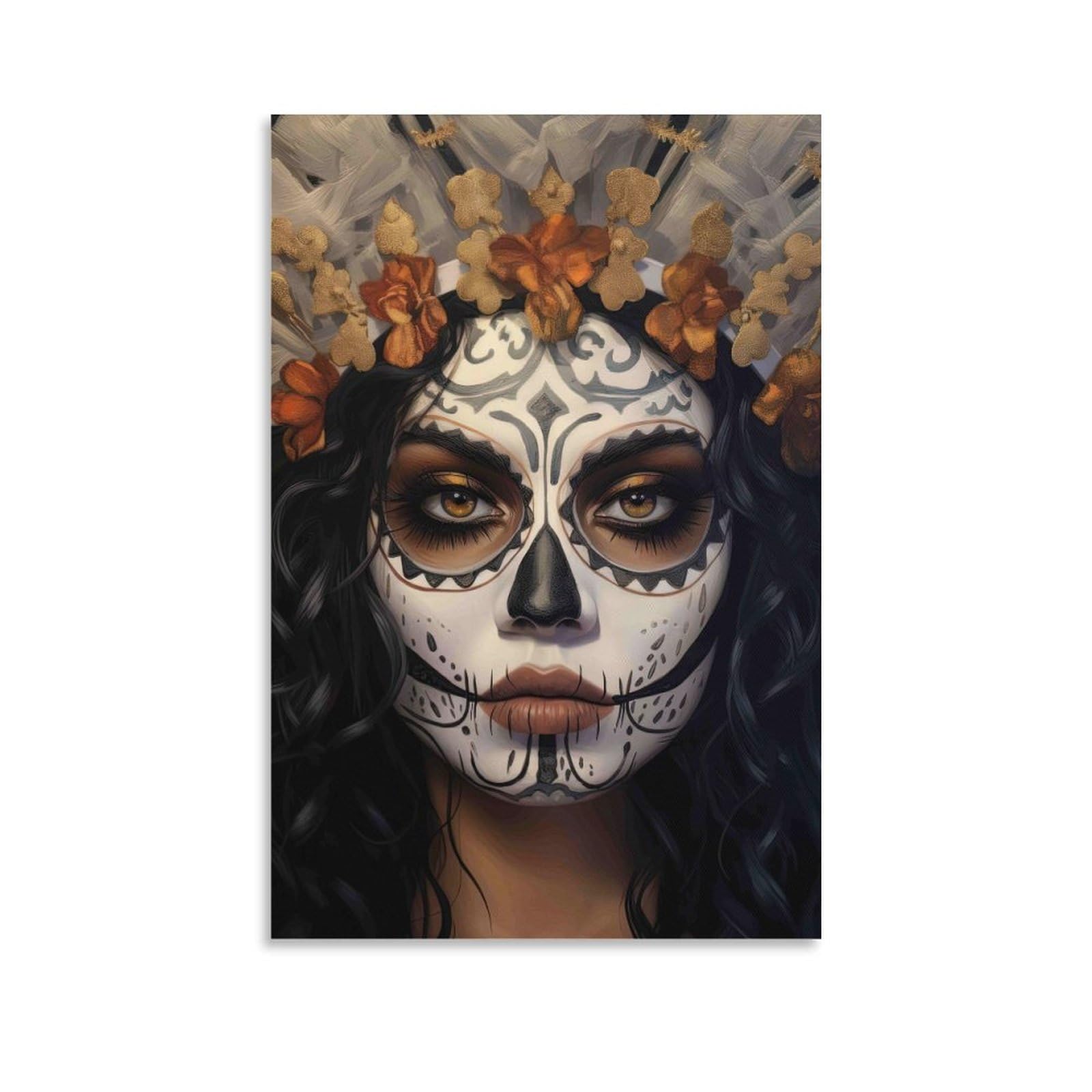 DHBANEIOK Day of Dead Makeup_1 Poster Artwork Canvas Prints Picture Modern Wall Art Picture Wall Hanging for Living Room Home Decorations 20x30inch(50x75cm)