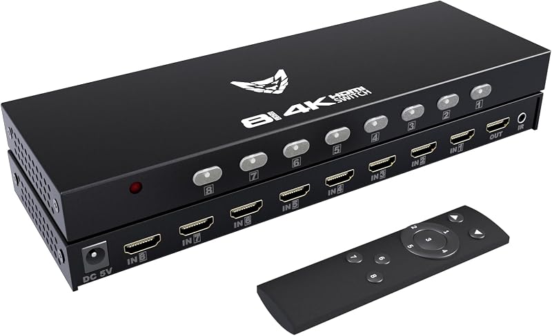 8 Port 4K HDMI Switcher Box IR Remote Control PC PS4 Xbox