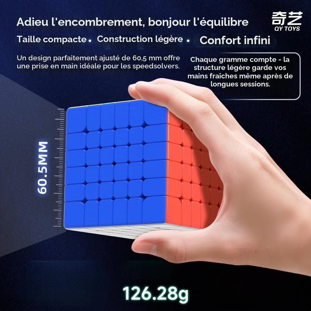 Speed Cube 6x6 Stickerless, Easy to Turn and Smooth 60.5 mm Puzzle Cube 6x6x6