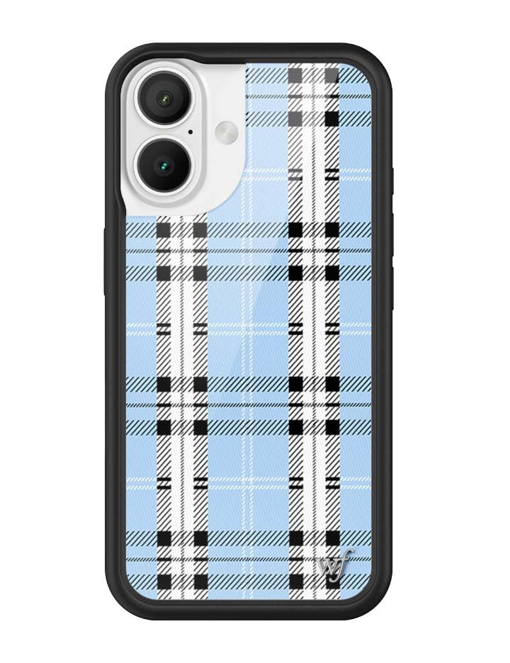 Image of Wildflower Cases - Compatible with iPhone 16 | Protective Black Bumper, 6.5ft Drop Test Certified, Women Owned Small Business | Plaid Blue
