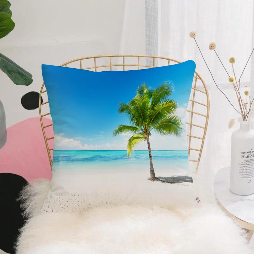 Hyosxw Landscape, Caribbean Maldives Beach Island S - A7 Cushion Cover,Throw Pillow Case Home Decorative For Living Room Bedroom Sofa Chair 18X18 Inch,Landscape, Caribbean Maldives Beach Island Sea Ocean Palm Trees Artwork Print,Pillowcase 45X45cm