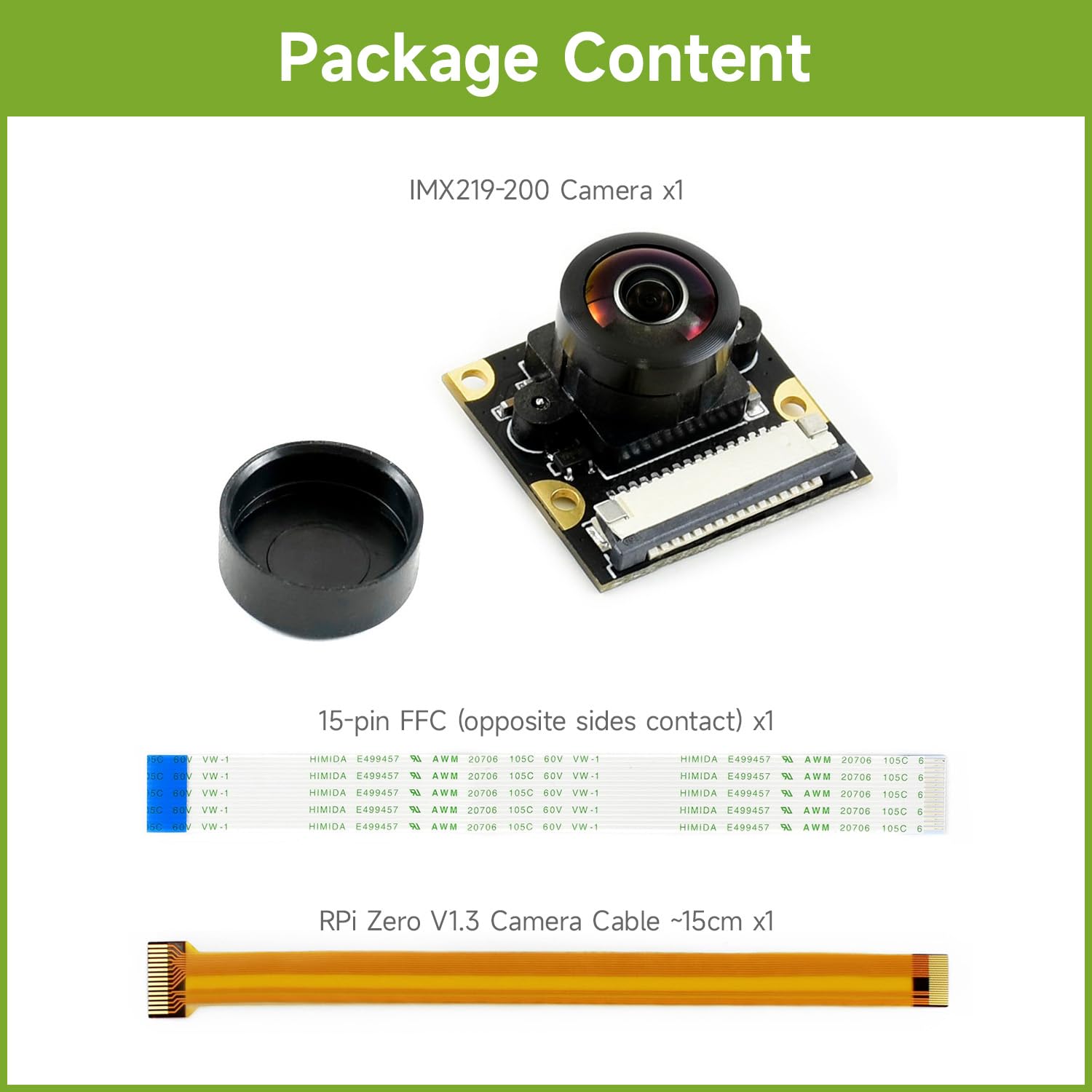Waveshare IMX219-200 Camera for Jetson Nano Developer Kit Compatible with Raspberry Pi 5 /Pi4/CM4, 8 Megapixels 200° FOV Suits for AI Projects Face and License Plate Recognition Road Mark Detection
