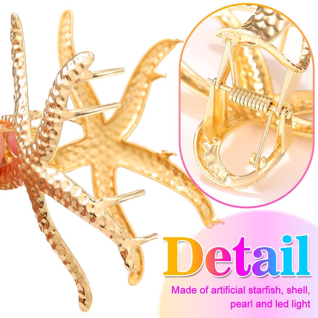 Reaky Seashell Claw Clips Gold Metal Hair Clip Starfish Hair Claw Clip Hair Accessories for Women (Gold) - Image 4
