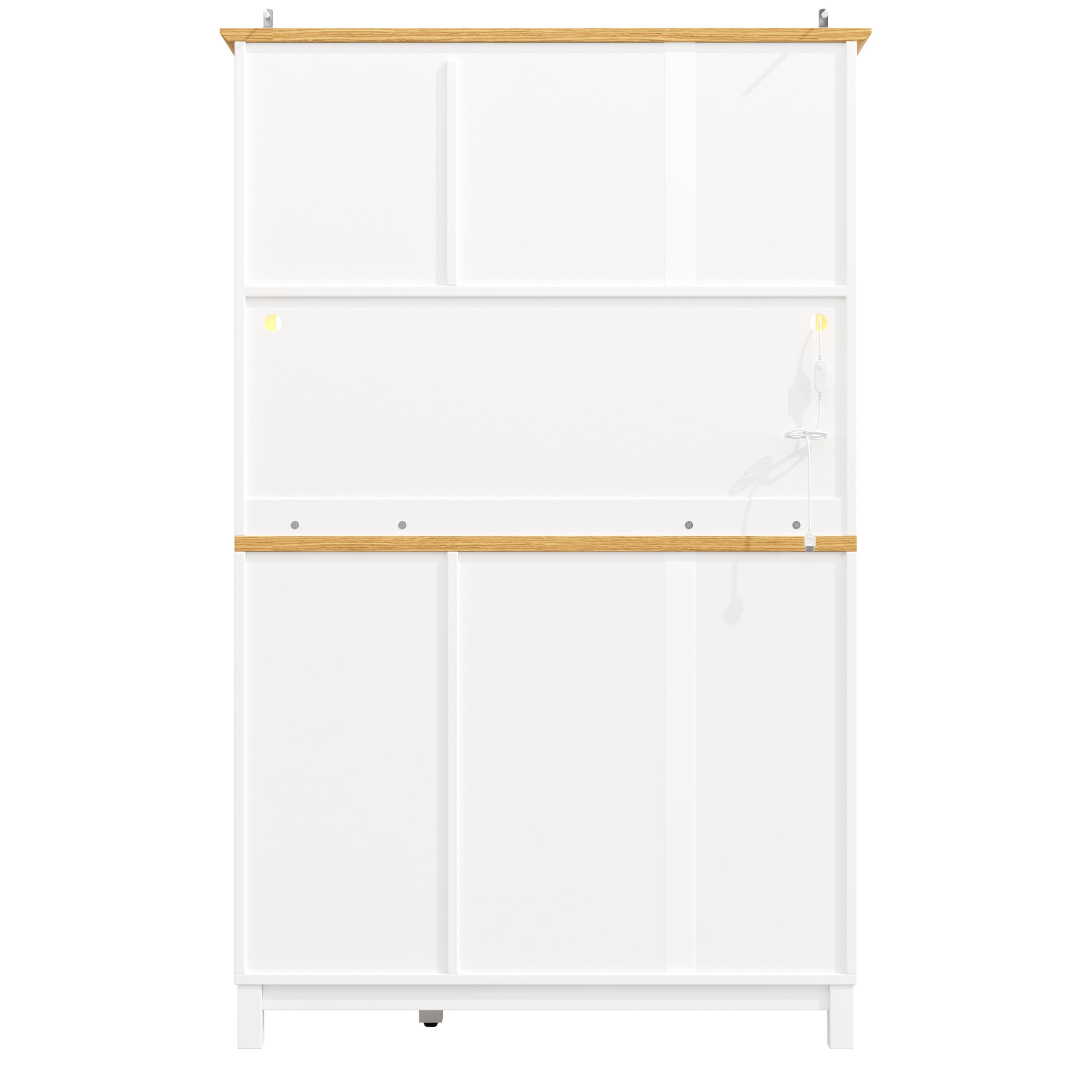 Armadio da cucina con piano di lavoro e illuminazione a LED, armadietto da cucina con scaffale per snack e porta bevande, buffet da cucina con 2 cassetti, 120 x 40 x 188 cm (bianco - A)