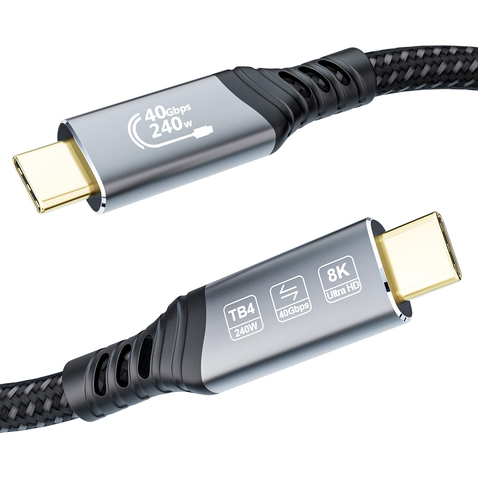 EUDOBEL USB C Cavo Thunderbolt 4 2 metri, Cavo USB C 8K@60Hz 4K@144Hz 240W, Cavo Dati USB 4 40Gbps Thunderbolt per eGPU, Mac mini, SSD, Thunderbolt 5, Thunderbolt 3, MacBook, Switch, Monitor, VR