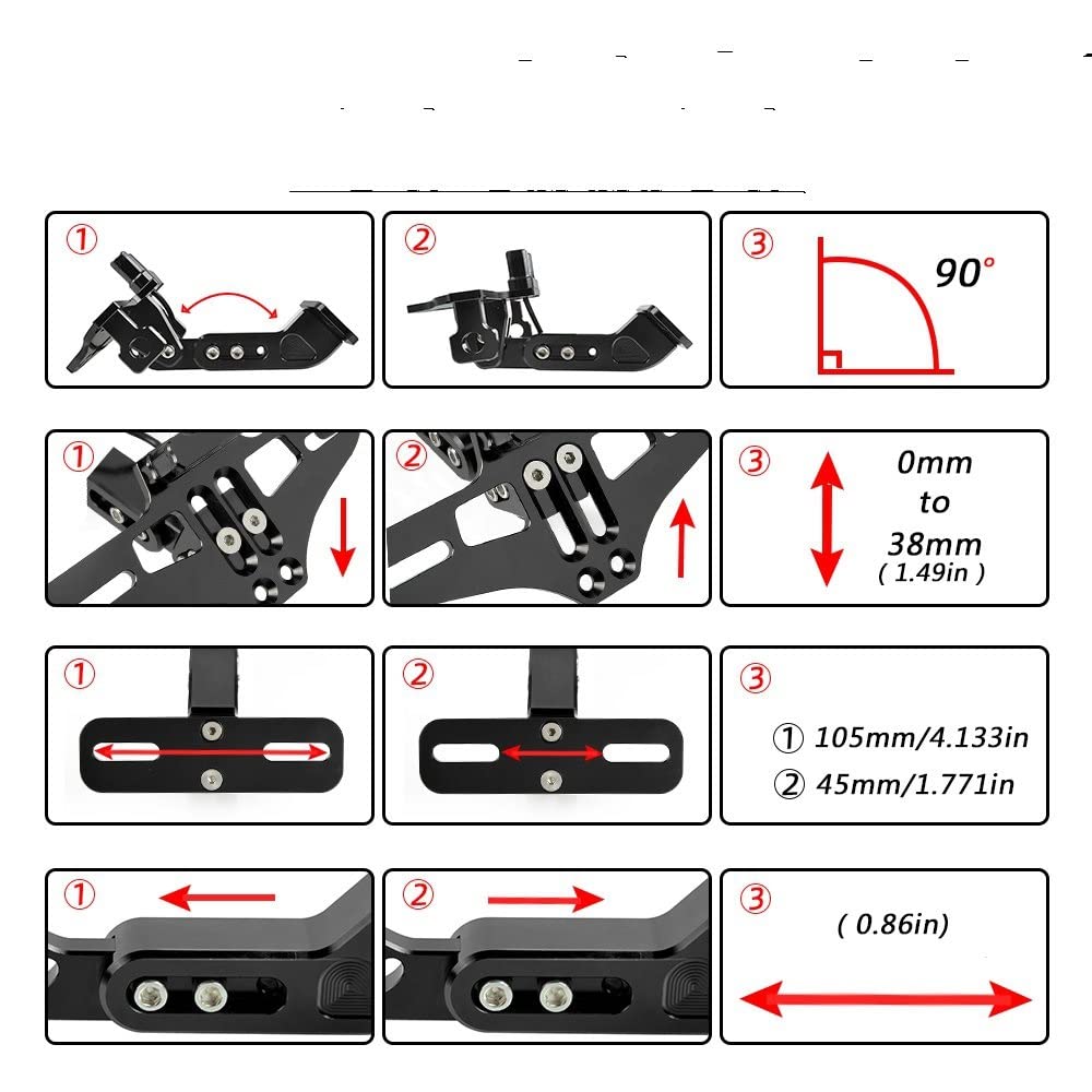 Tail Tidy Bracket For Yamaha For Tracer 900 T For Gt B For Tracer700 2014 2015 2016 2017 Motorcycle Adjustable License Plate Bracket Holder Frame Number Plate Motorcycle License Plate (Color : 3