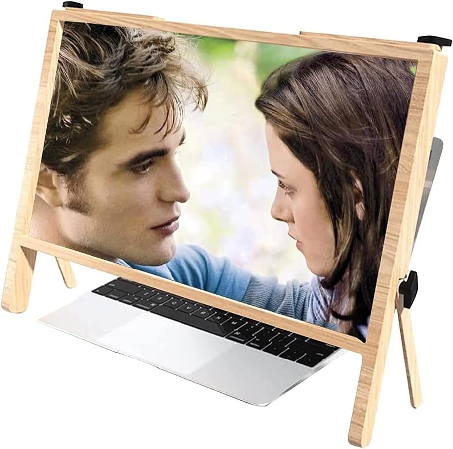 3D Laptop Screen Magnifier, Foldable Laptop Screen Magnifying Compatible with 15/16/17/18/20 Inch Mobile Phone, Tablet, Laptop; HD Desktop Screen Magnifying Glass (Color : Brown)