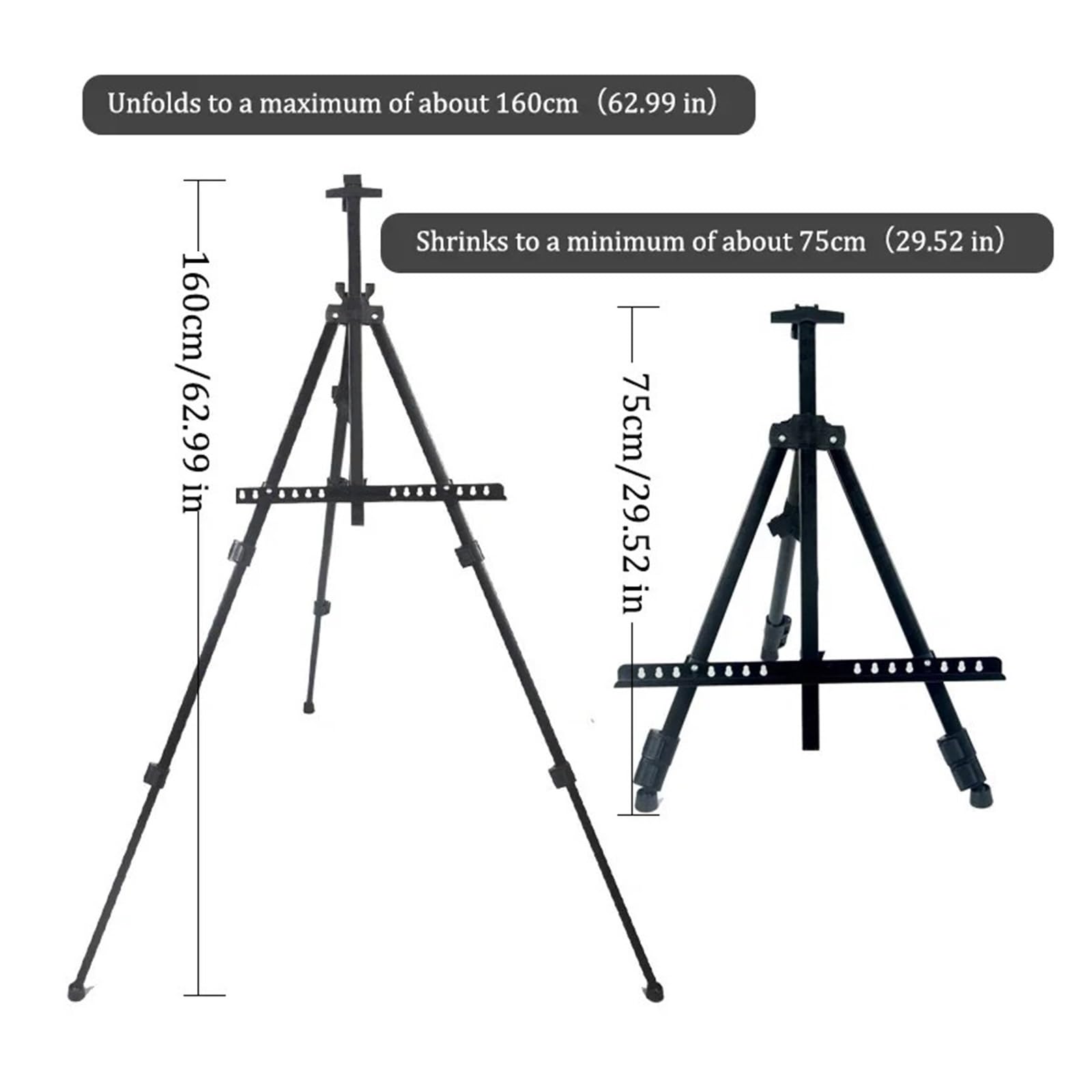 Supporto portatile for tavolo da disegno termoretraibile, treppiede pieghevole, altezza regolabile, strumenti for schizzi di materiali artistici, 160 cm(Aluminum silvery)