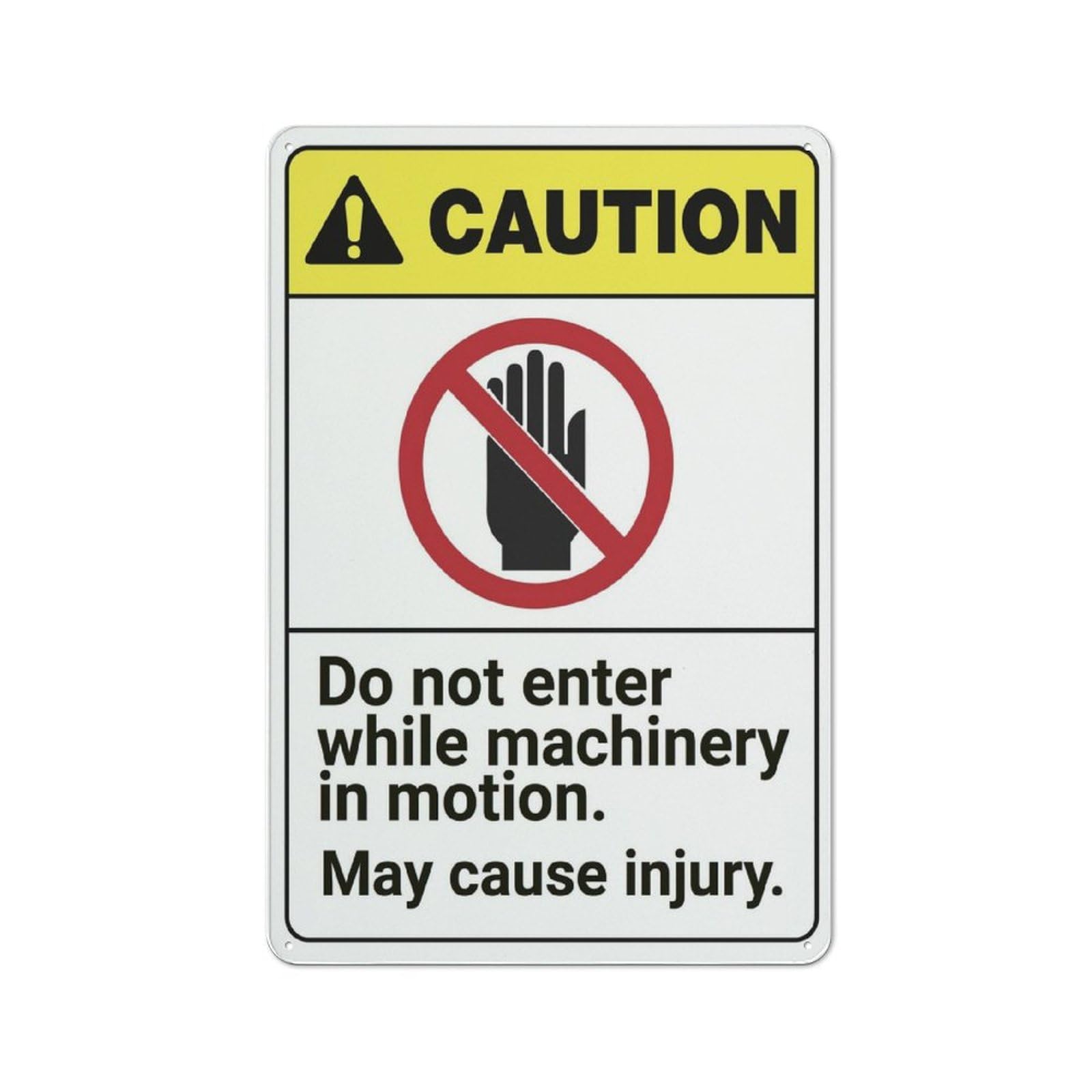 Xewazd A430 8"X12" Retro Aluminum Caution Sign - Do Not Enter While Machinery In Motion | Vintage Style Wall Decor