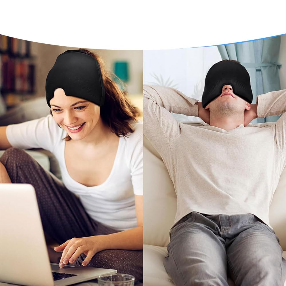 Alivio Para Migraña,Gorro De Gel Frío,Gorro De Gel Frio Migraña,Reutilizable De Compresas Frias Y Calientes,Negro,Kiuiom