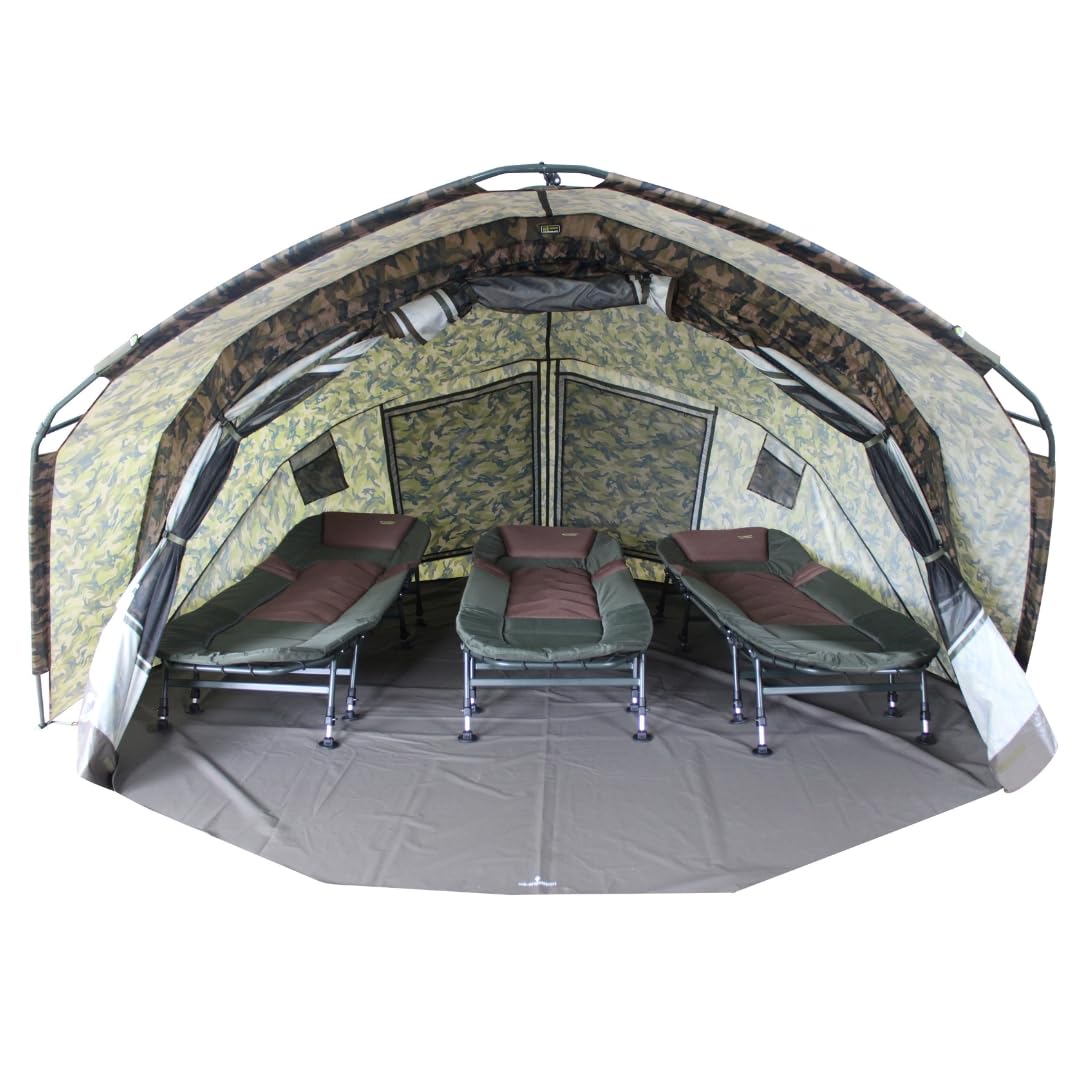 MK-Angelsport Fort Knox 2.0 Ghost Tienda de pesca para 3 – 4 personas, altura interior 1,9 m, ancho x profundidad x alto: 3,54 m x 3,75 m, tienda de campaña de pesca impermeable y estable, incluye