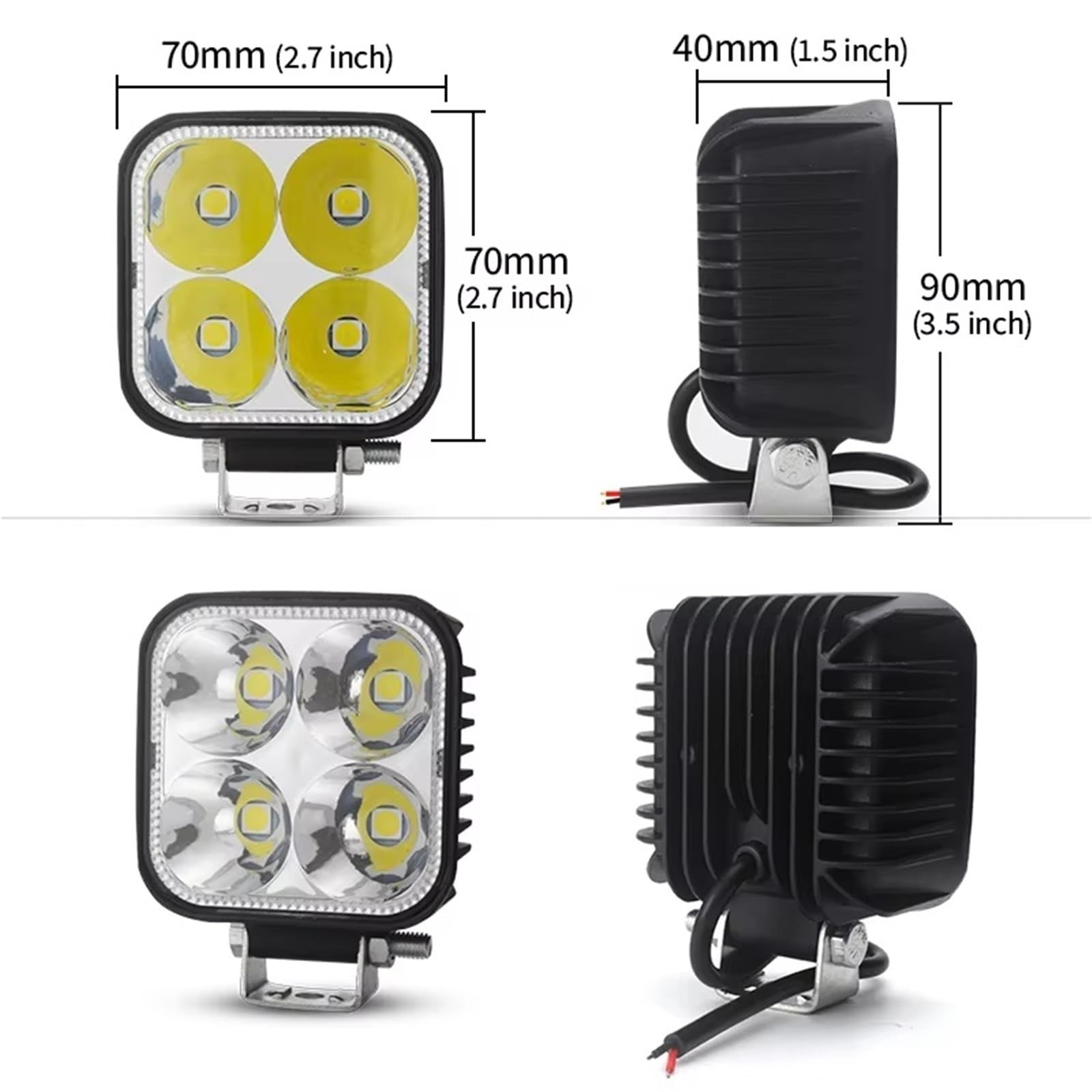 Faro Faro Lavoro Barra LED Auto | Per Camion ATV 4 I 4000LM Fuori Strada 12V 24V Lampada Fendinebbia Automatica Faretto Trattore 4x4(4 Piece)