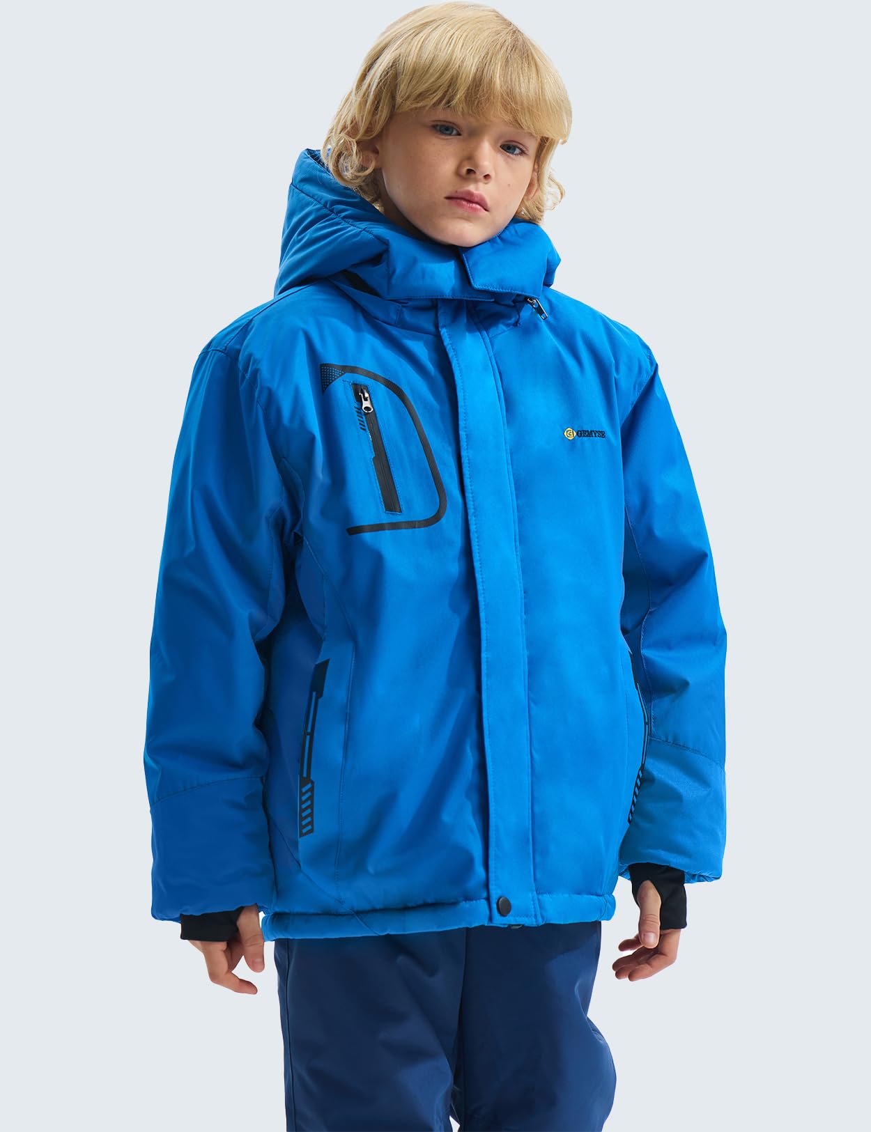 GEMYSE Bambini Giacca da Sci Impermeabile Pile Antivento Giacche Ragazzi invernale Cappotto con Cappuccio