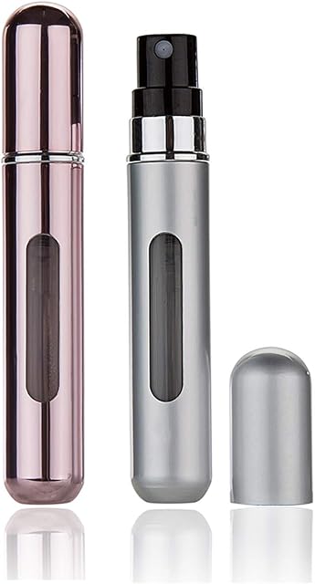 Perfume Atomizer Refillable, 8 ml Refillable Spray Bottle Mini Underfill Empty Travel Bottle Clear Visual Container Bottle Set of 2