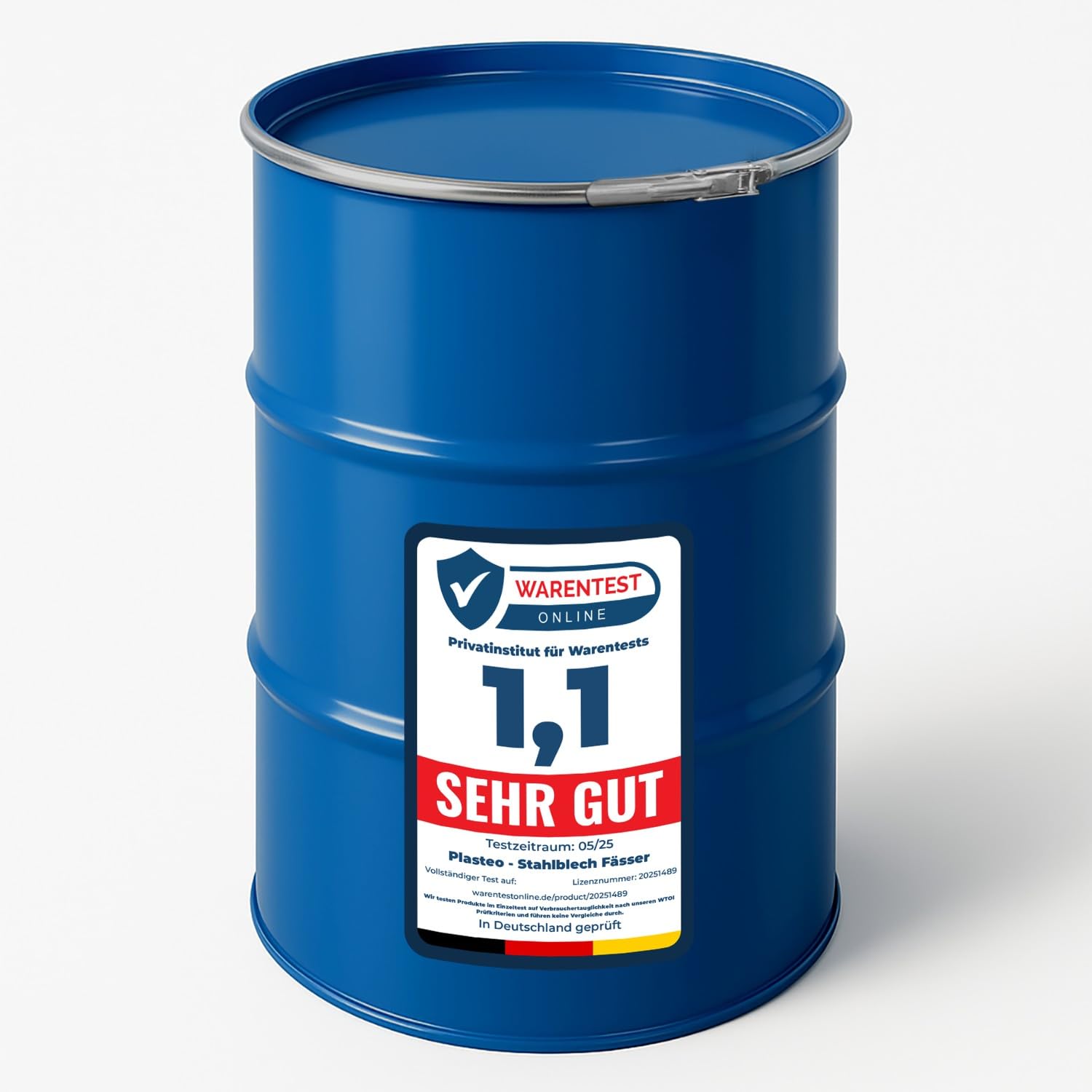 Wilai GmbH Barile 213 L, Botte Metallico, Apertura Totale con Coperchio, Blu (23031)