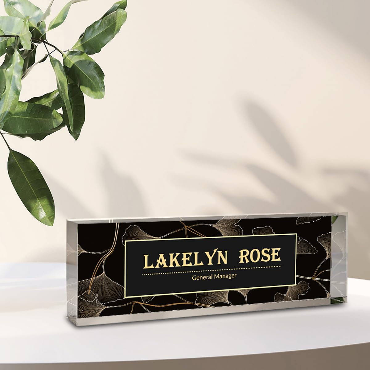 Desks Name Plate Personalized for Office Desks Accessories | Produced in USA | Office Desk Accessories| Name Plate for Desk | Ships Next Day…, Golden Leaf