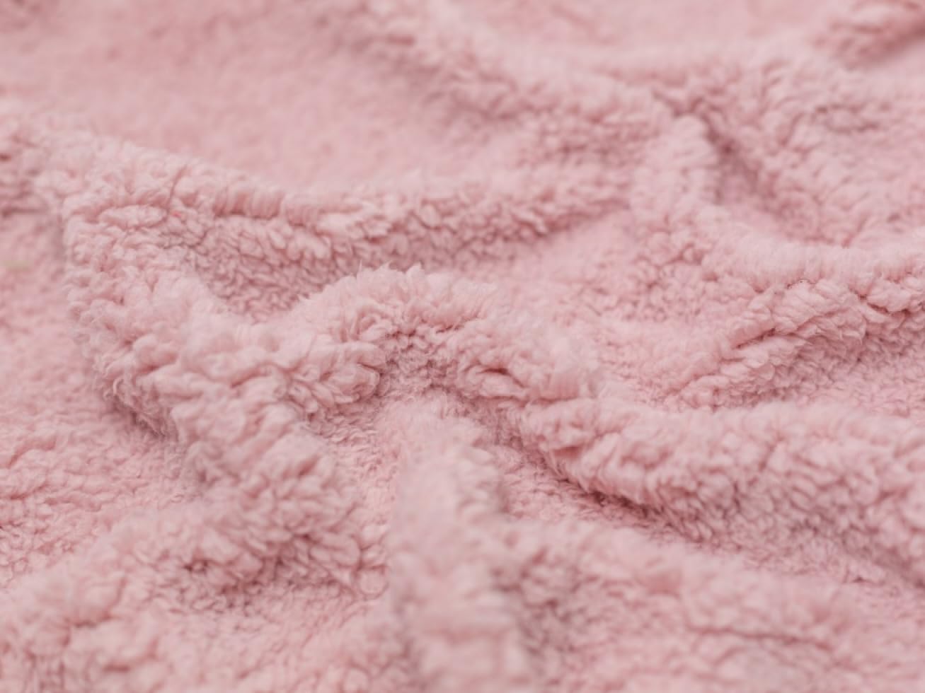 Minerva Pink Core Range Lambskin Sherpa Fleece Fur Fabric - Plain Design Dressmaking Fabric, 150 Cm / 60" Wide - Per Metre - Dusty