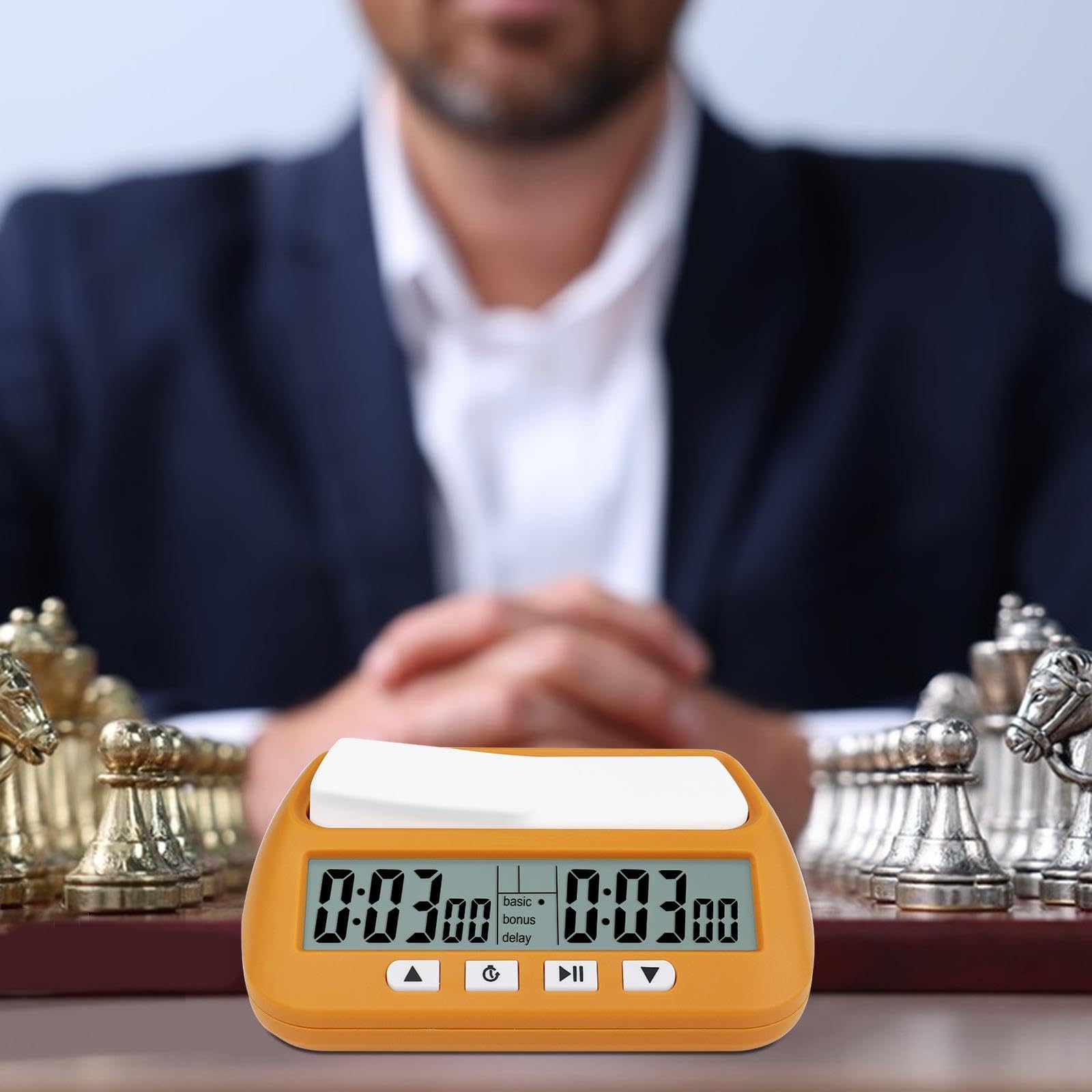 Orologio Scacchi Digitale Timer Portatile da Tavolo con Funzione di Allarme E Memoria Realizzato in Materiale Adatto per Allenamento, Giallo