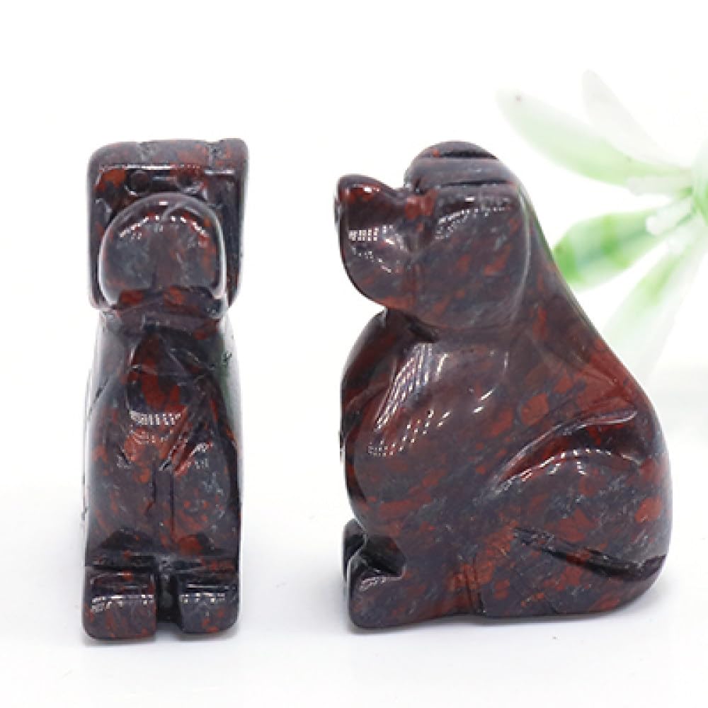 Statue de chien mignon en jaspe bréchique sculpté, lot de 5 figurines