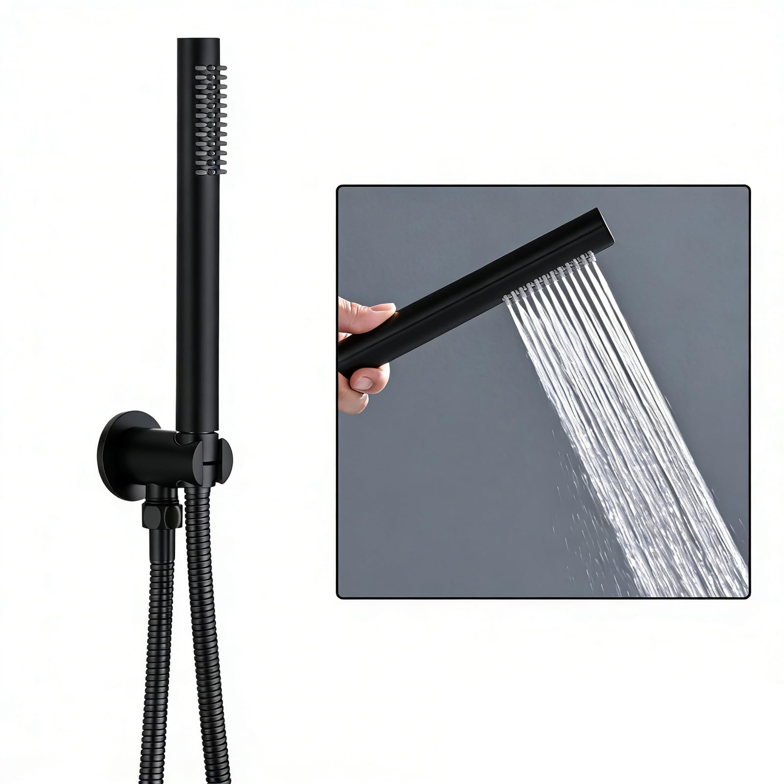 Soffione Doccia in Ottone, Doccetta per Doccia a Alta Pressione Risparmio Idrico, Doccia a Mano Anticalcare con Flessibile 1,2m e Supporto in Ottone per Bagno, Vasca, Universale G1/2