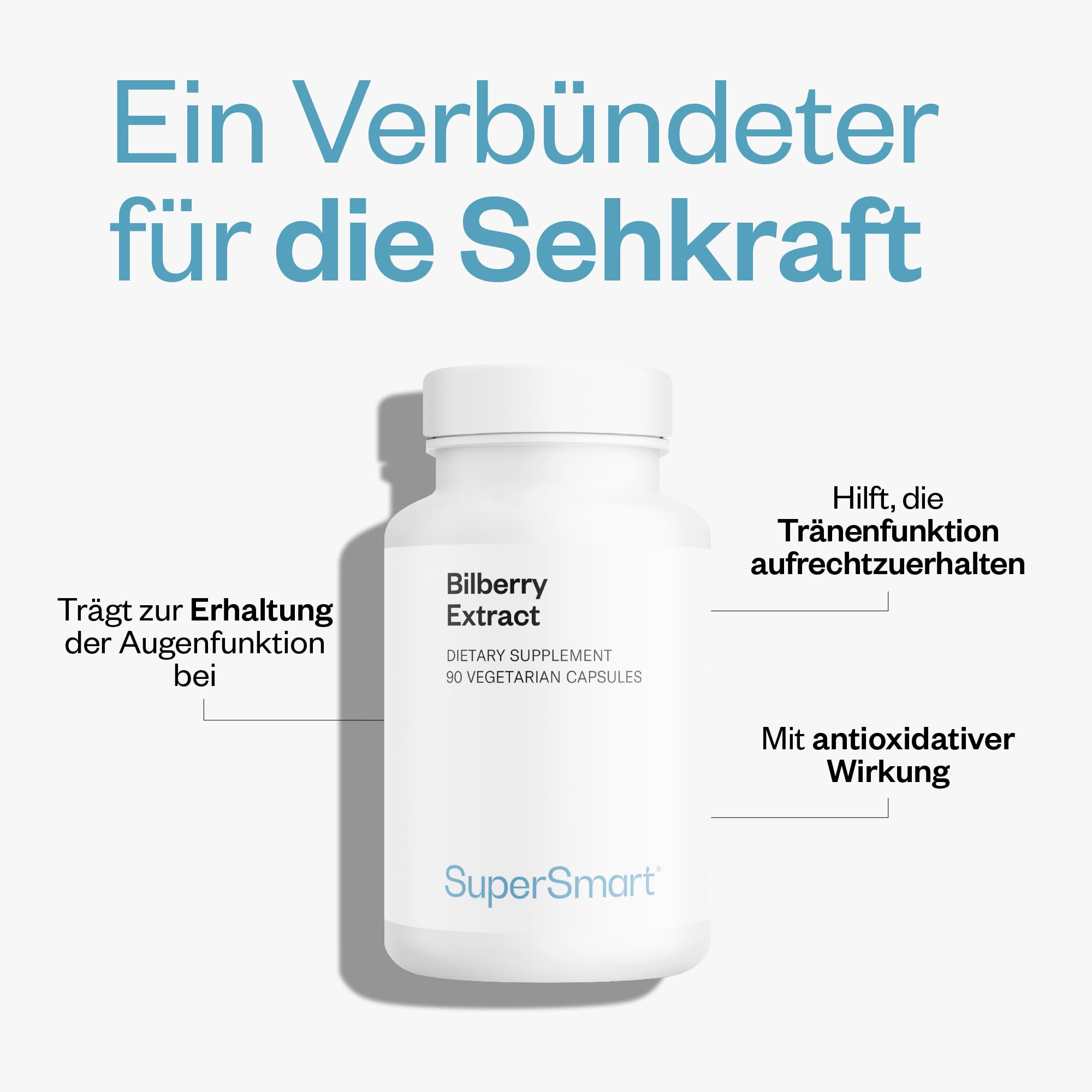 Bilberry Extract - Heidelbeerextrakt - Augengesundheit - Standardisiert auf 25% Anthocyane - Unterstützt die Gefäßgesundheit - Antioxidans - Vegan - Glutenfrei - SuperSmart