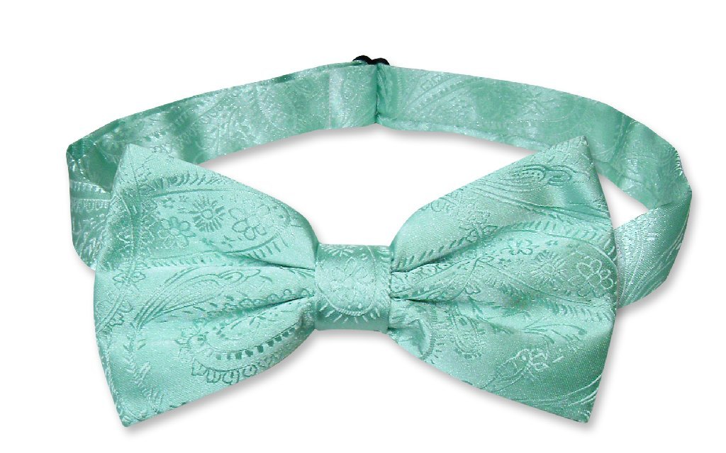 Vesuvio Napoli BOWTIE Aqua Green Color Paisley Men's Bow Tie for Tuxedo or Suit