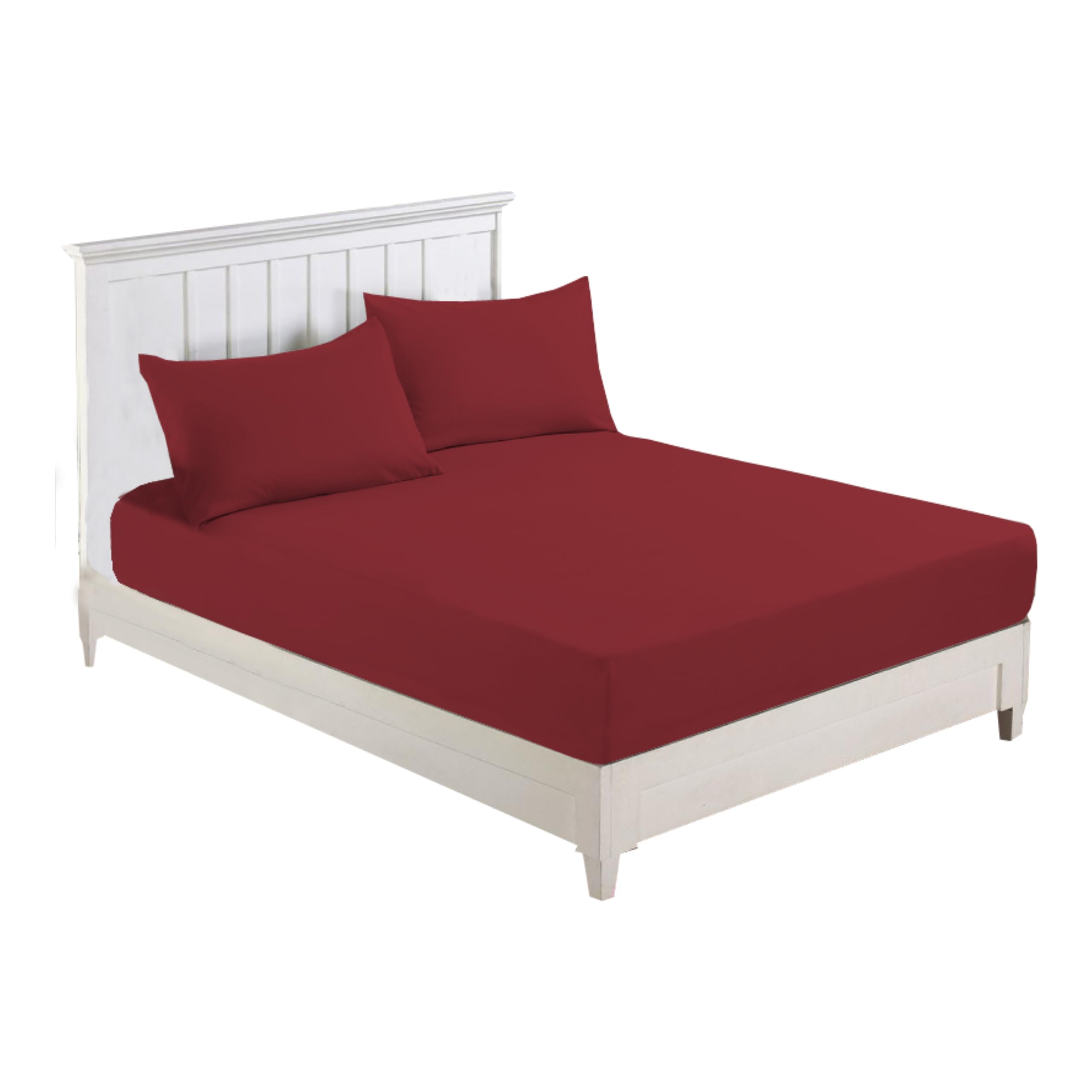 R&Z Plain Luxury Polycotton Fitted Sheet - Single, Double, King, Super King, 4FT (Wine/Burgandy)