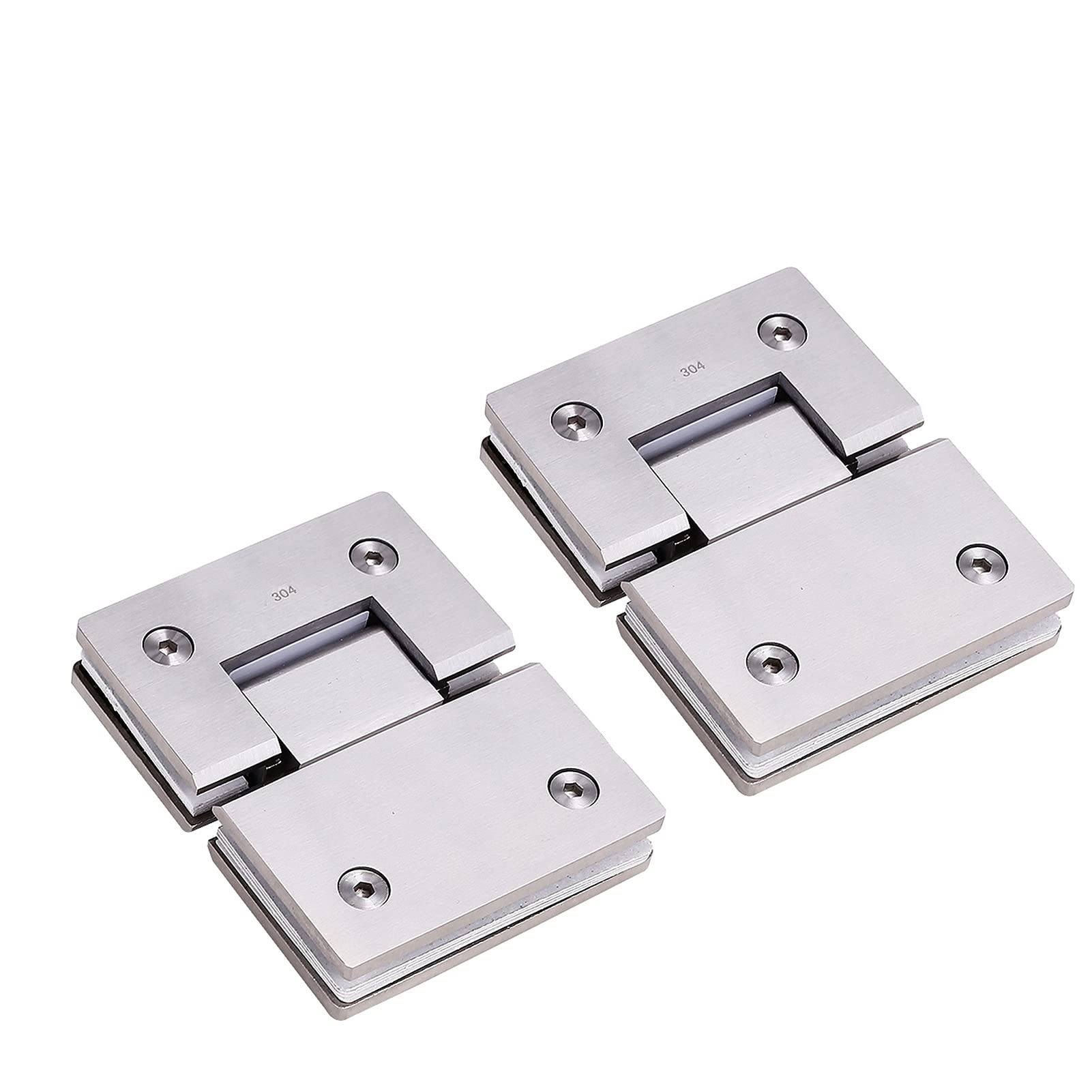 2PC Stainless Steel Bathroom Glass Door Hinge, Frame Frameless Door with Glass Cabinet Glass Hinges Folding Hardware Accessories(135°)