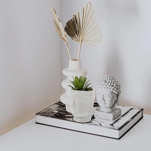 Miniatura 8 de Happyyami 1 pieza de simulación de Buda con cabeza de maceta de cerámica simple de pared de cerámica maceteros de cerámica estatua de Buda estatua