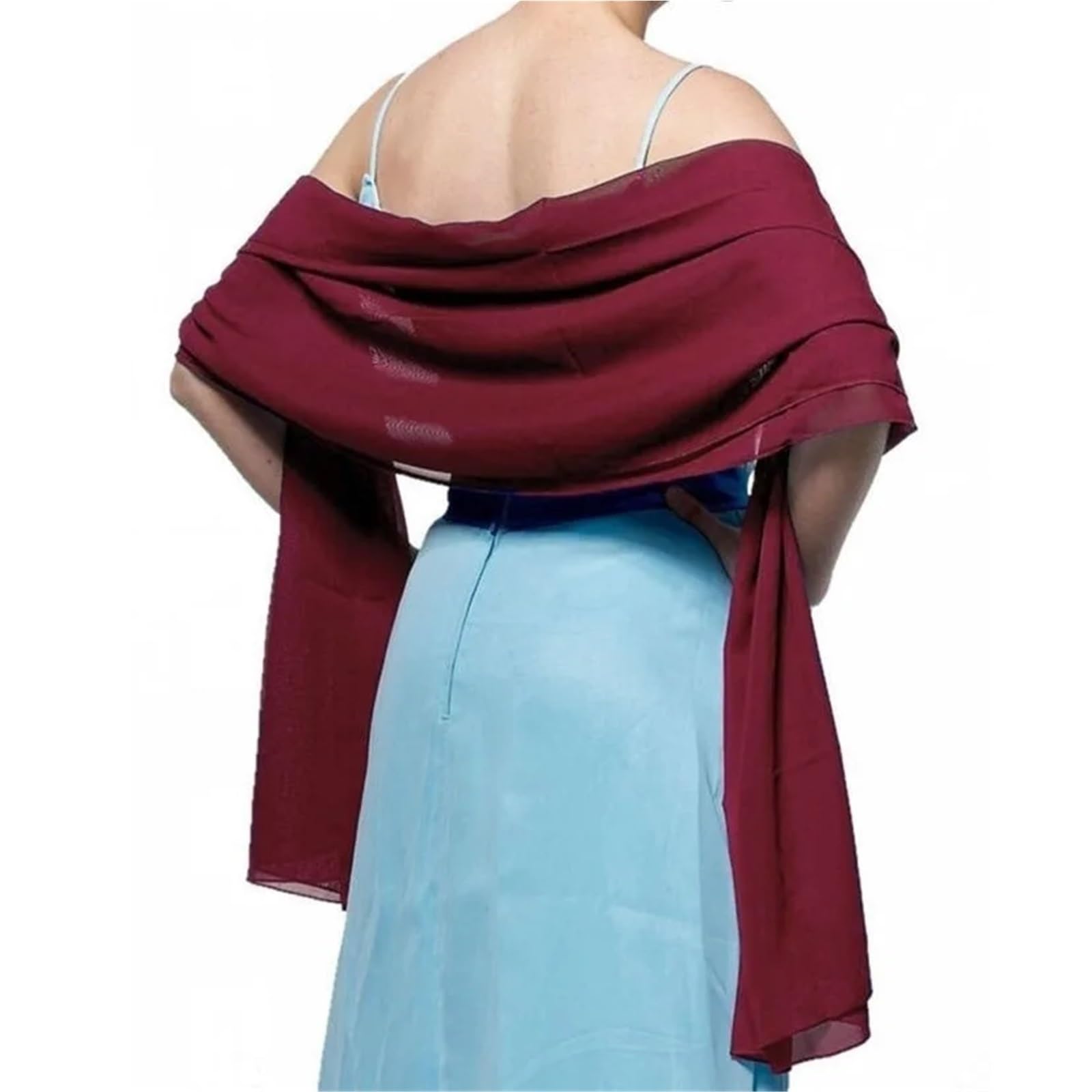 HEUchuan Wedding Dress Shawl Solid Chiffon Wedding Bridal Shawl Wrap Cape Bolero Scarf Cloak Women Accessories(Red)