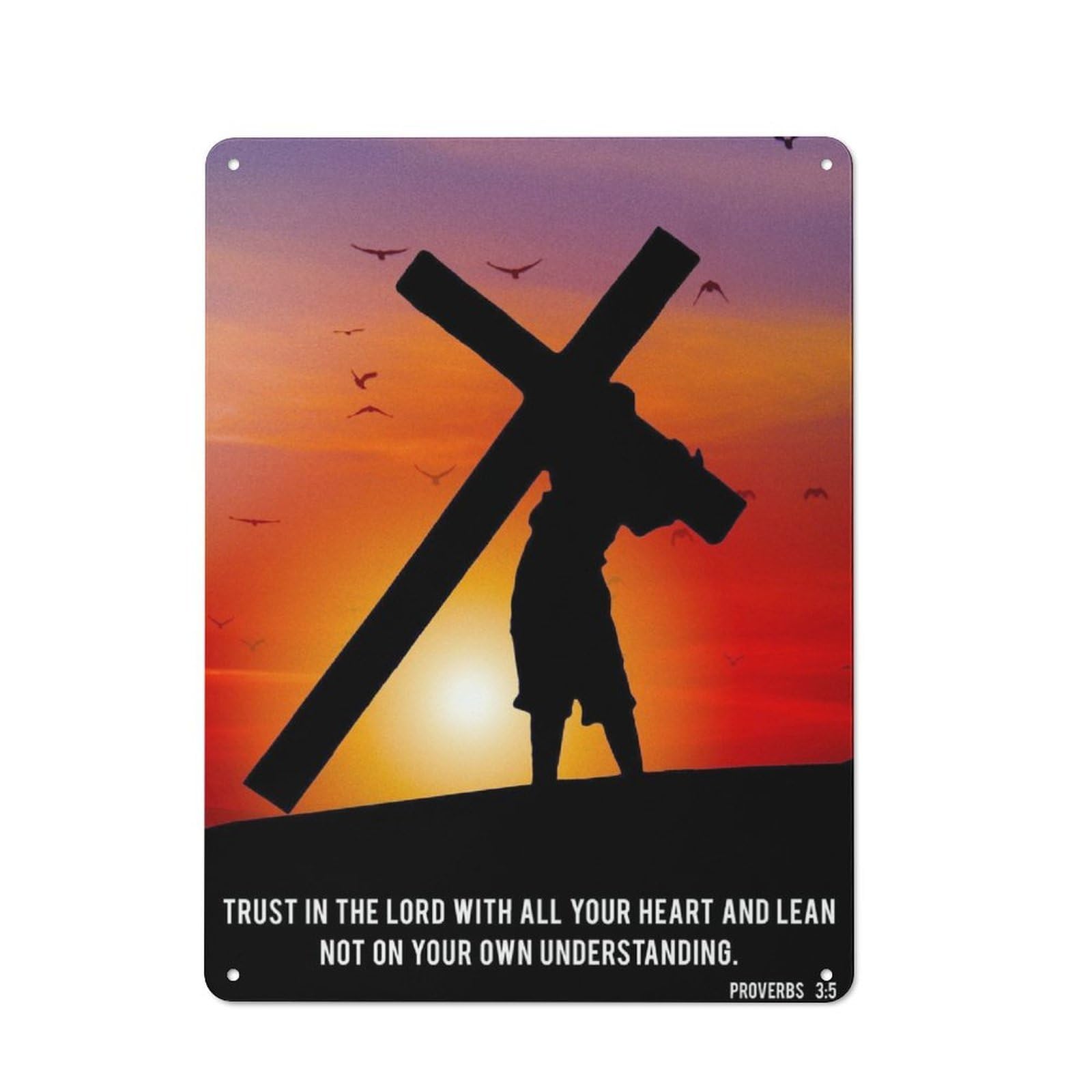 Junmoney Jesus With Cross Industrial-Style Tin Sign 40X30cm For Pub Or Café, Suited To Pub Decor Enthusiasts