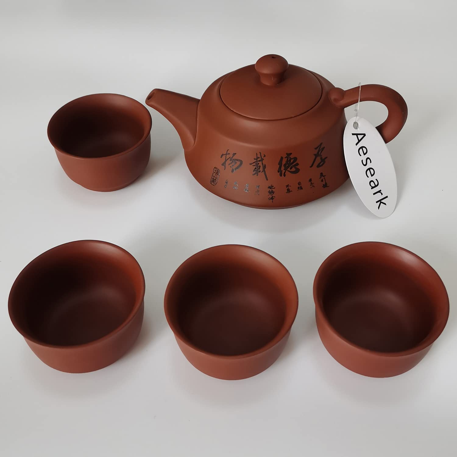 Juego de té Chino, Juego de té de cerámica de Kung fu, Tetera, Taza, Ceremonia del té, Regalo (Rojo)
