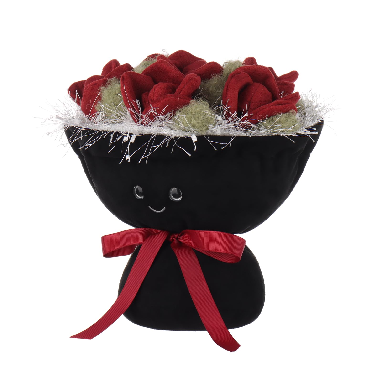 Apricot Lamb Blume Rosenstrauß Bouquet Plüschtiere für Kinder, weiche niedliche Kuscheltier für Baby Mädchen und Jungen, Flauschige Romantischer Rosenstrauß Rot 24 cm