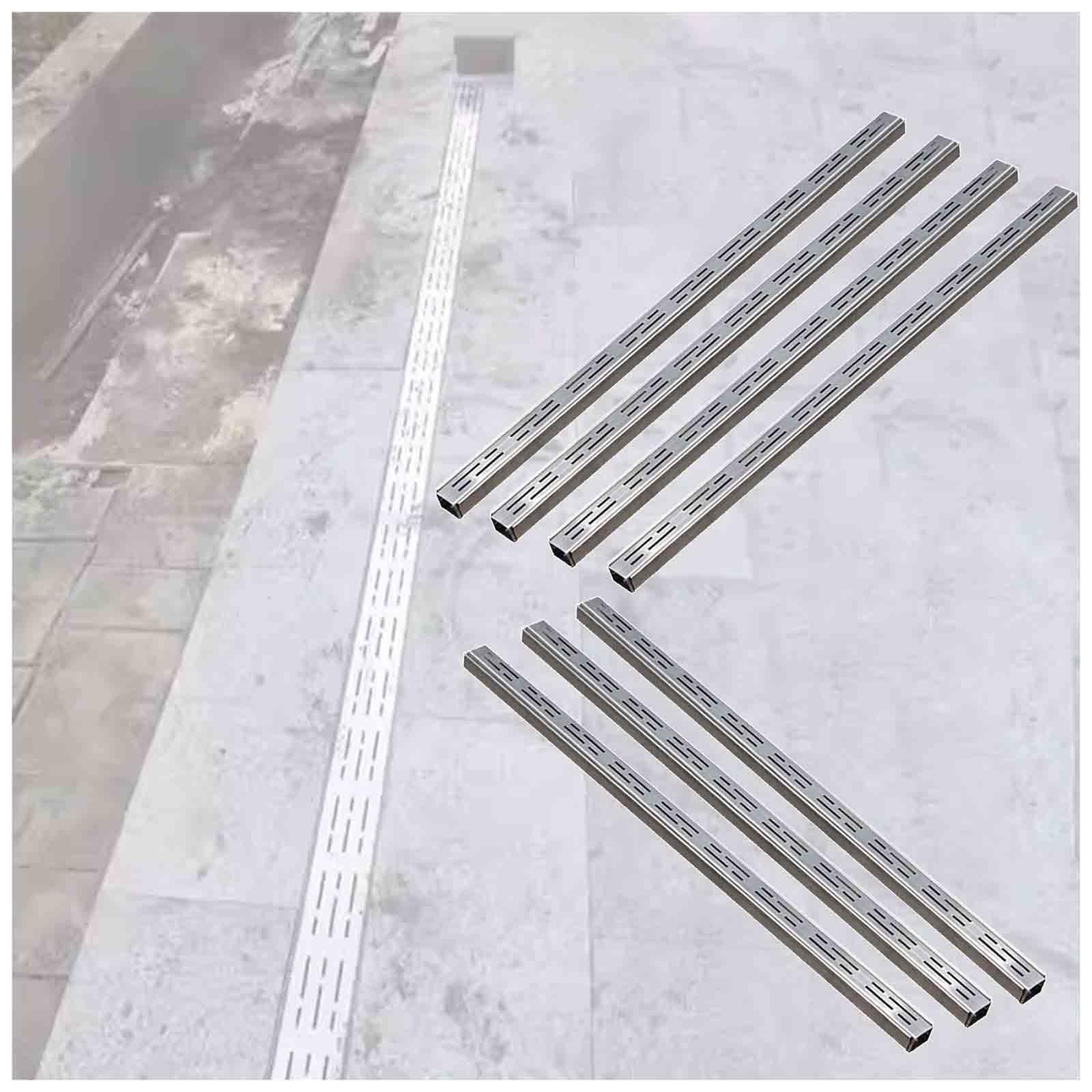 KLGFBDC Drainage Trench Channel with Grate, Narrow Slim Gutter System for Yard, Patio, Driveways, and Garage
