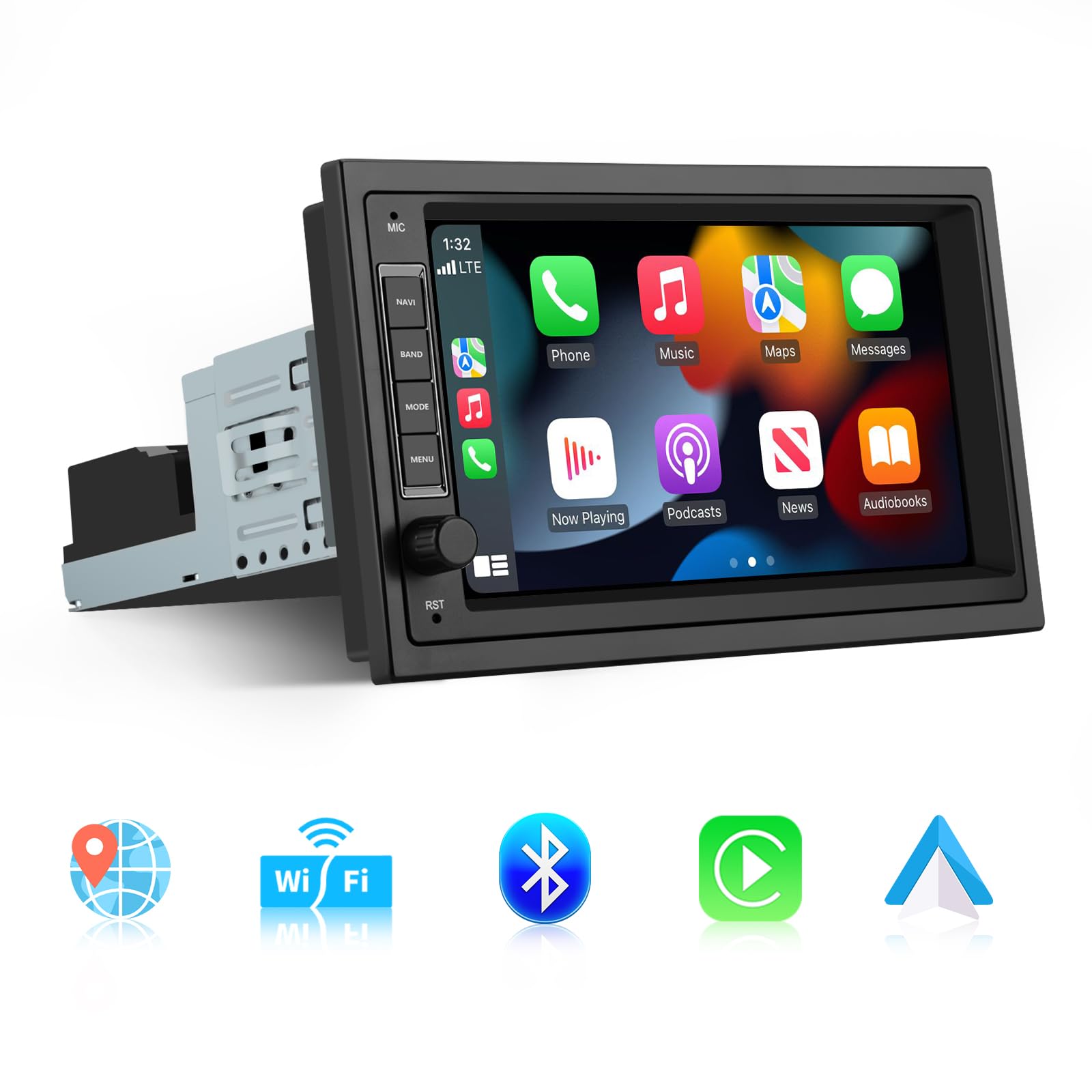 AWESAFE Autoradio 1 din 2 din Android 13 Universel Voiture Modèles Écran de 7 Pouces Supporte GPS Carplay Android Auto WiFi Bluetooth FM RDS USB Commande au Volant[2Go+32Go]