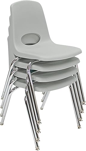 Factory Direct Partners 10384-LG - Silla escolar apilable de 18 pulgadas, asiento apilable para estudiantes con patas de acero cromado y