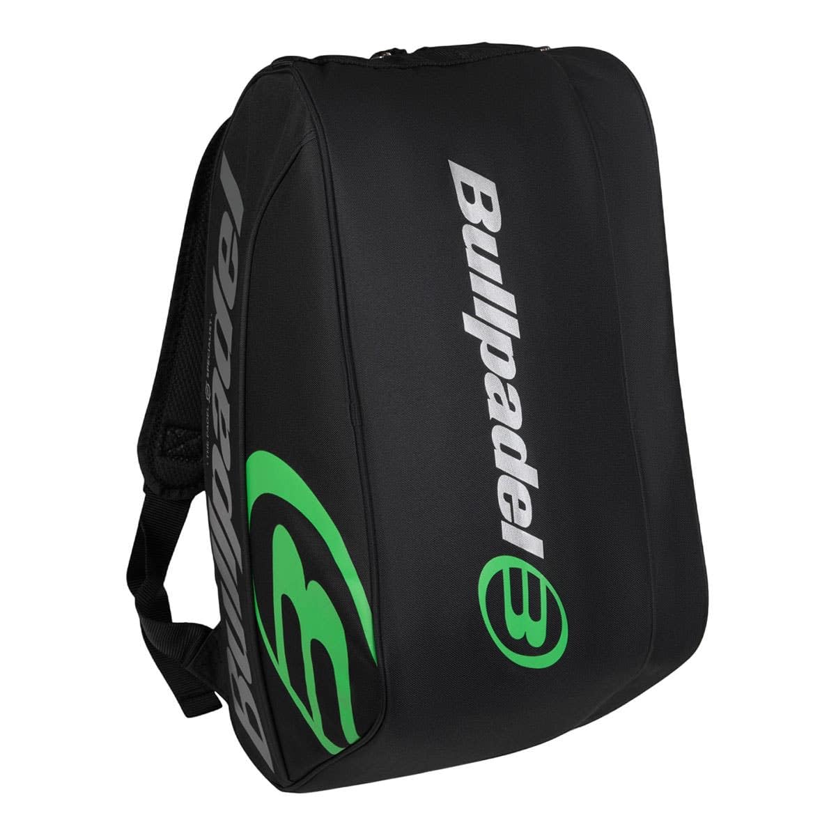 Bullpadel - Sac à raquettes Tour Noir, avec détails verts, compartiments pour raquettes, compartiment pour vêtements ou matériel et poches auxiliaires, poignées rembourrées et poignée pour le