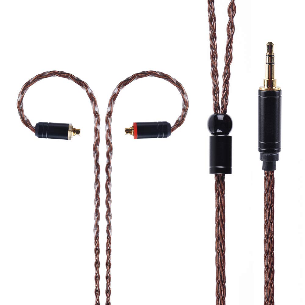 MMCX Cable 8 Cores Silver Plated Copper IEM Cable Earphones Replacement Cable with 3.5mm Plug for TIN Audio T2 T3 T2 PRO KBEAR F1 HQ5 HQ6 SE215 SE535 UE900(MM3.5)