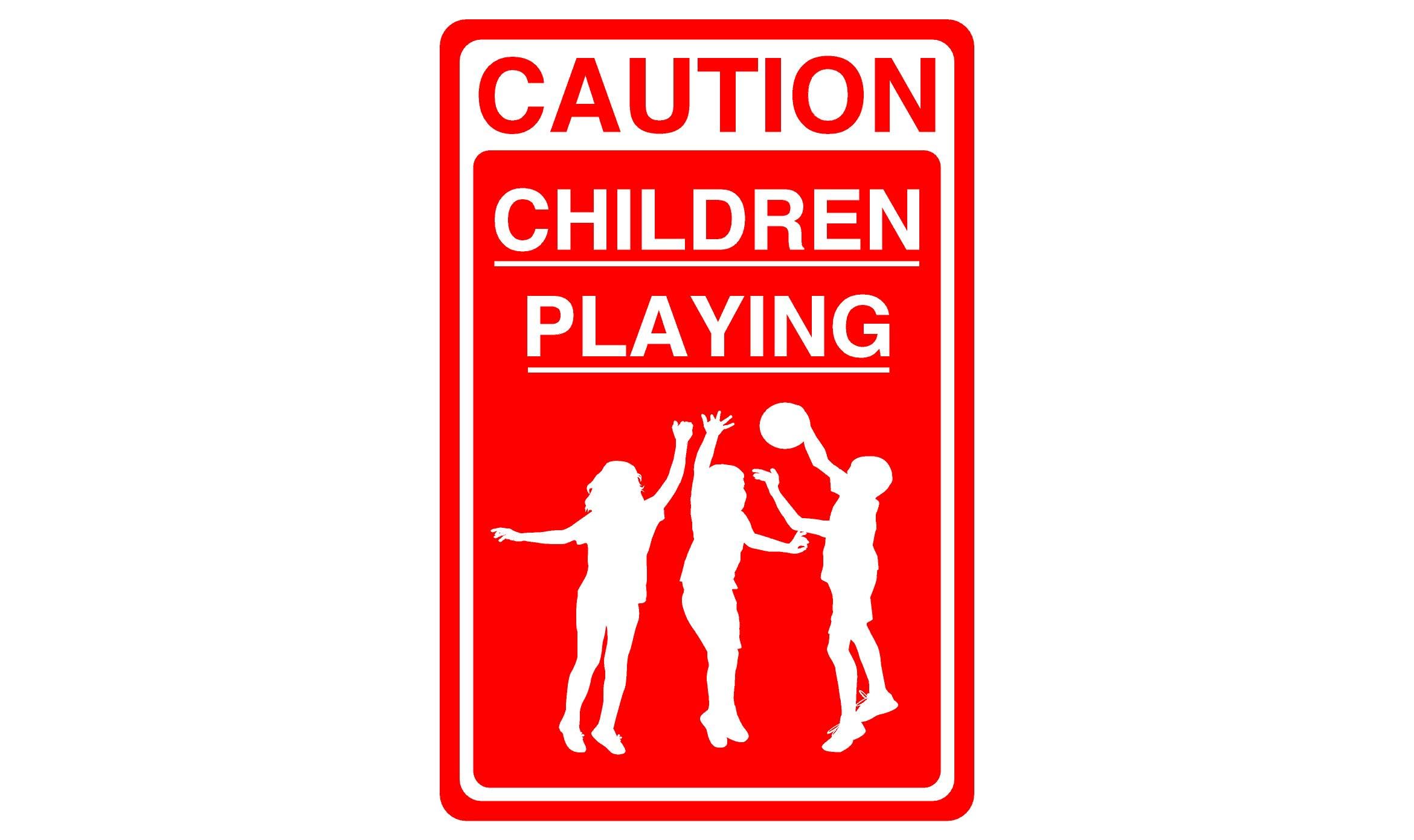 Safety First Display Ltd Red Caution Children Playing- High Tack Self-Adhesive Sticker (150Mm X 100Mm) Ensures Safety Within 4M Viewing Distance, Promoting Road Safety.