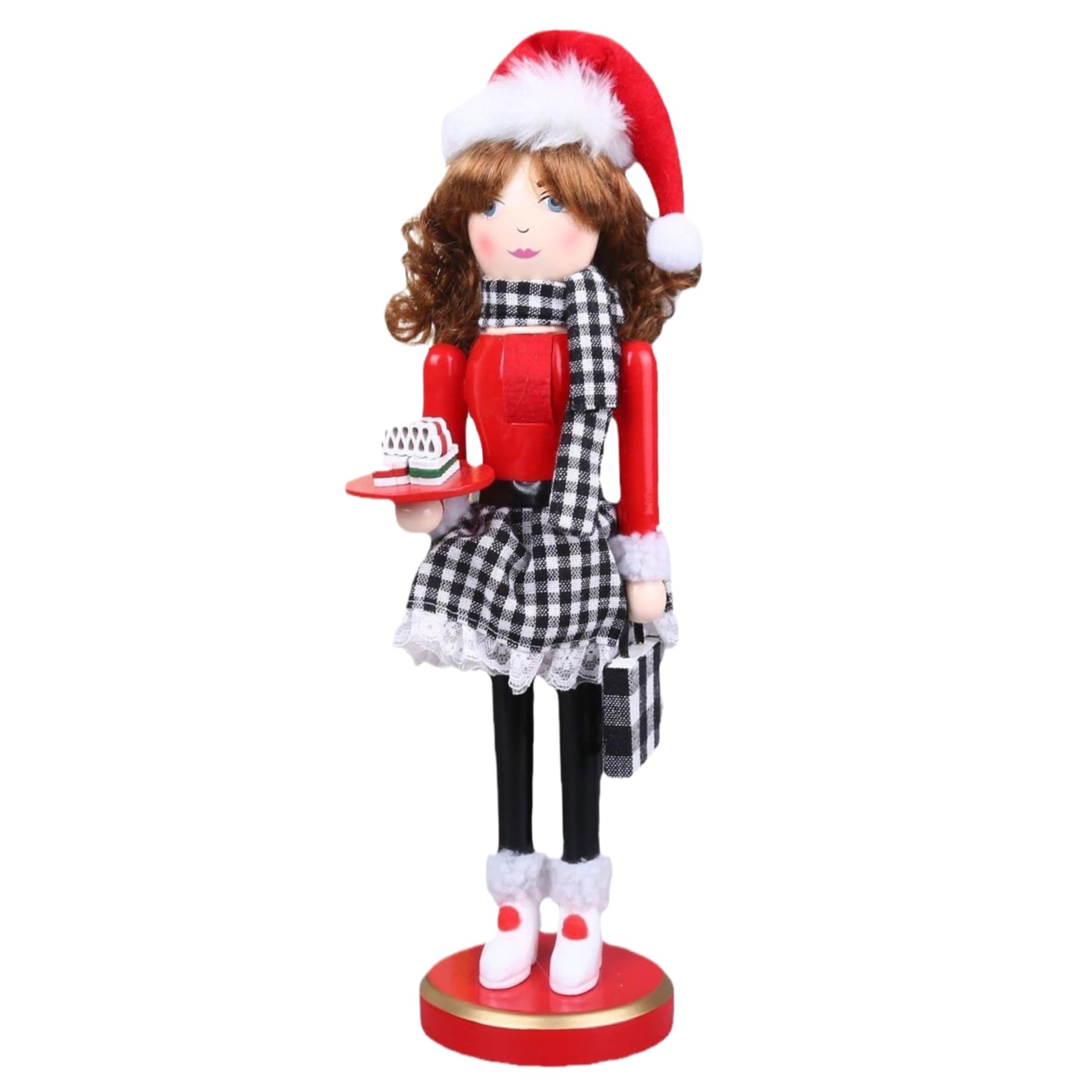 Casse-Noisette Femelle en Bois de Noël 15.5x4 Pouces Figurine Décorative pour Table