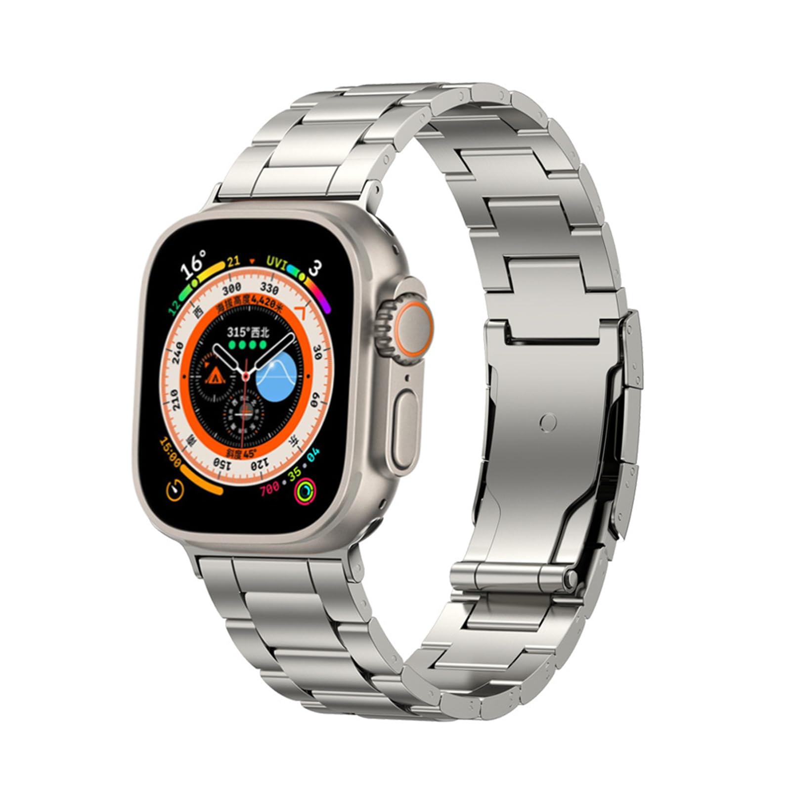 Pasek kompatybilny z zegarkiem Apple Watch 49 mm, 45 mm, 44 mm, 42 mm, 41 mm, 40 mm, 38 mm, oryginalny tytanowy metal, zamiennik paska do iWatch serii 9, 8, SE, 7, 6, 5, 4, 3, 2, 1, Ultra 1,