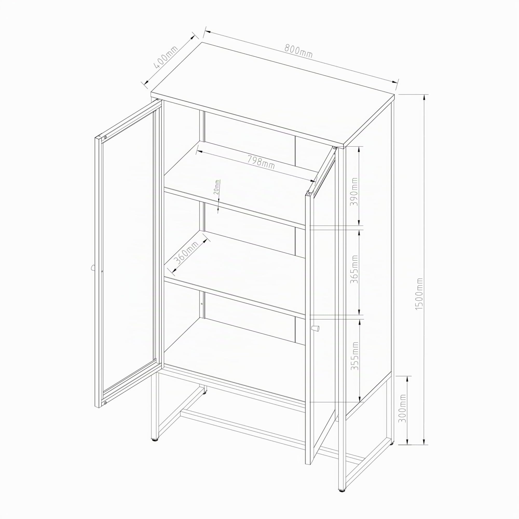 [en.casa] Aktenschrank Sund Metallschrank mit 2 Türen Büroschrank 150 x 80 x 40 cm Mehrzweckschrank Stahl Grau